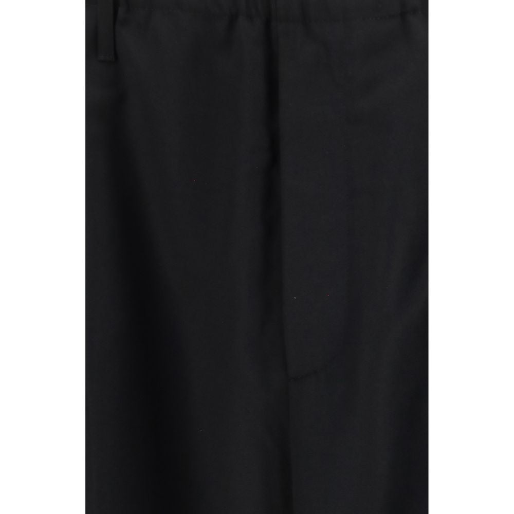 Black Polyester Casual Pants