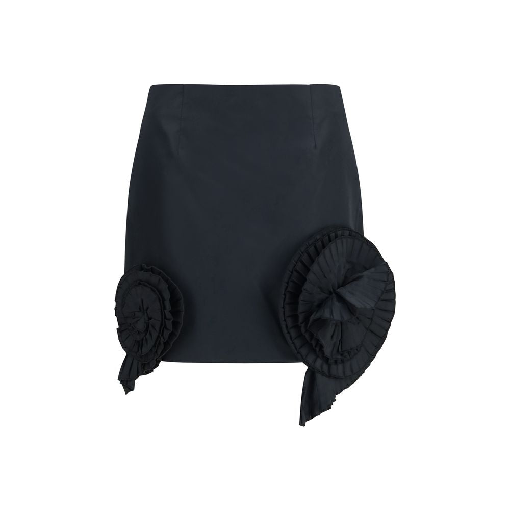 Black Polyester Mini Skirt
