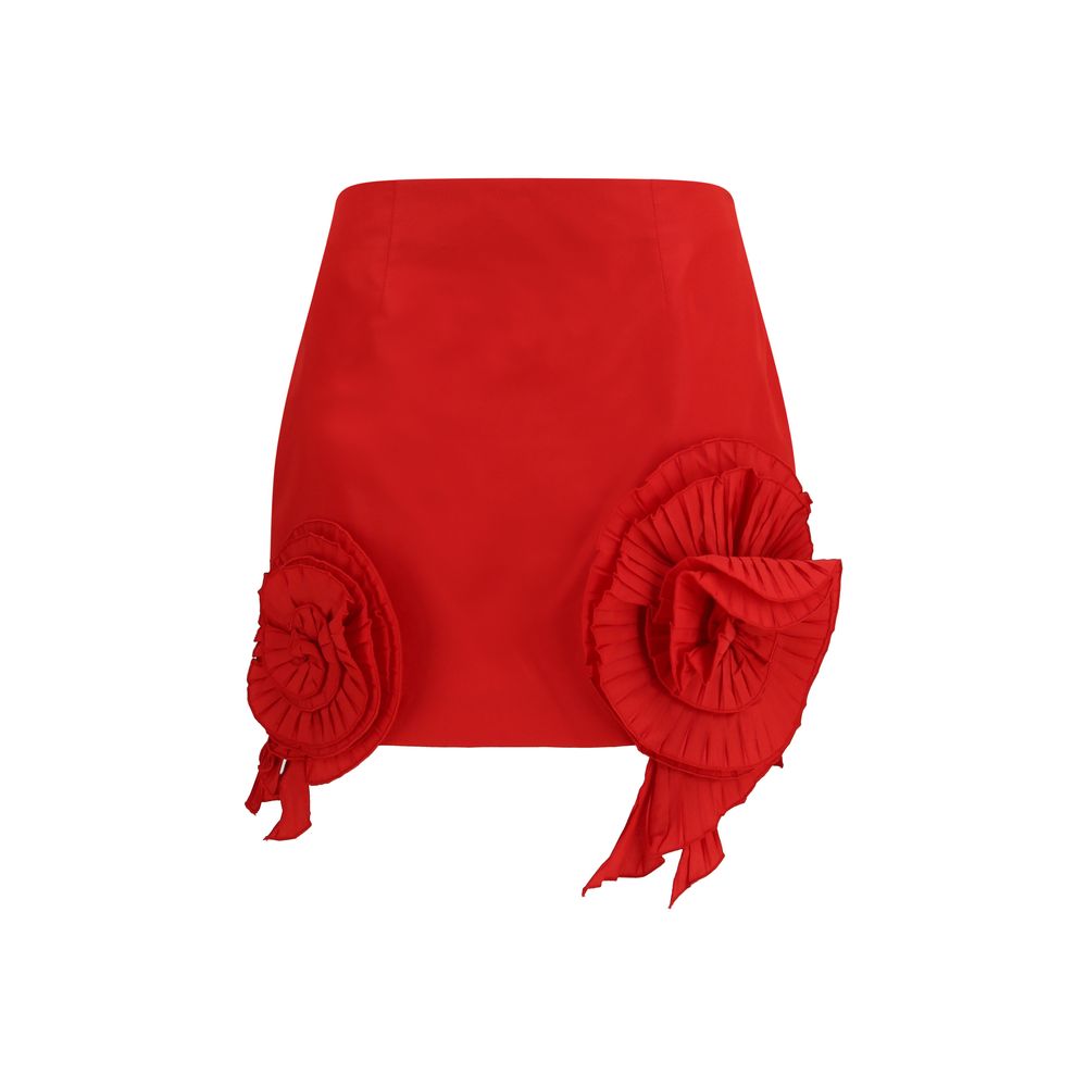 Red Polyester Mini Skirt