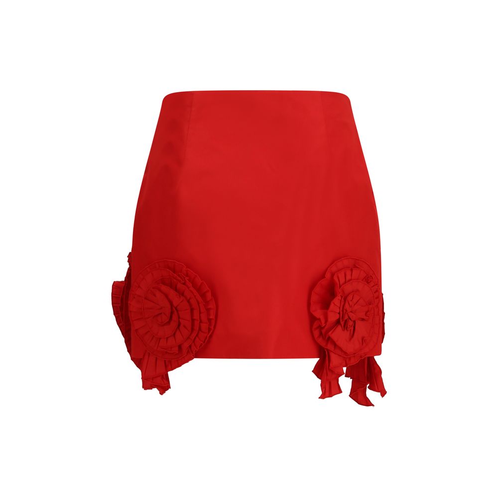 Red Polyester Mini Skirt