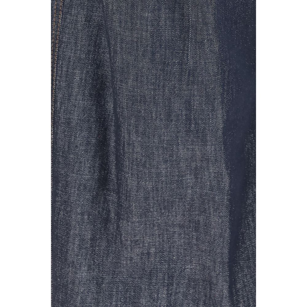 Blue Cotton High-Waisted Jean