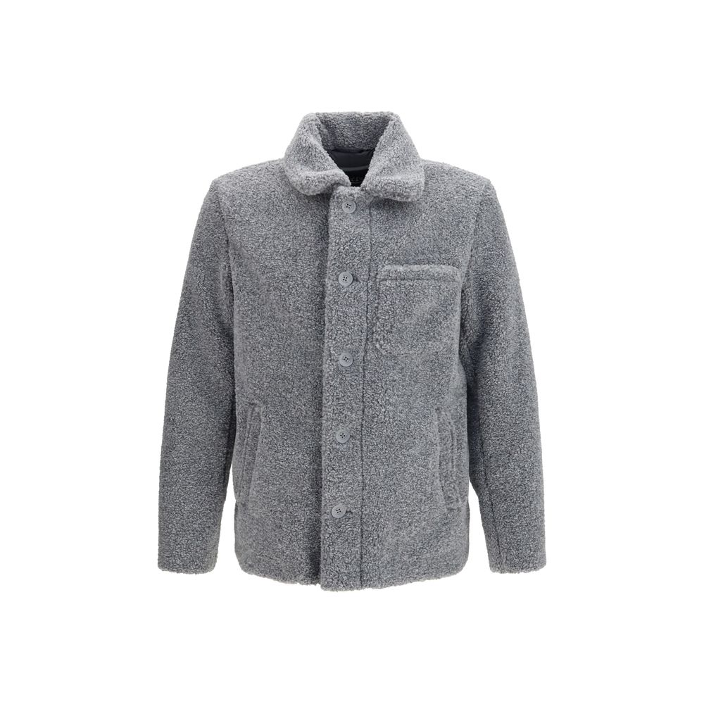 Gray Polyester Full-Length Jacket