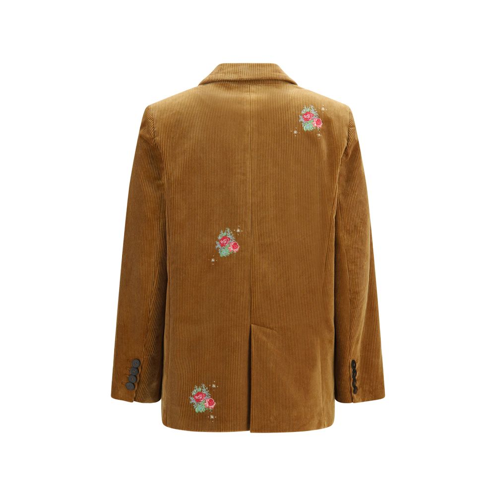 Brown Cotton Full-Length Jacket