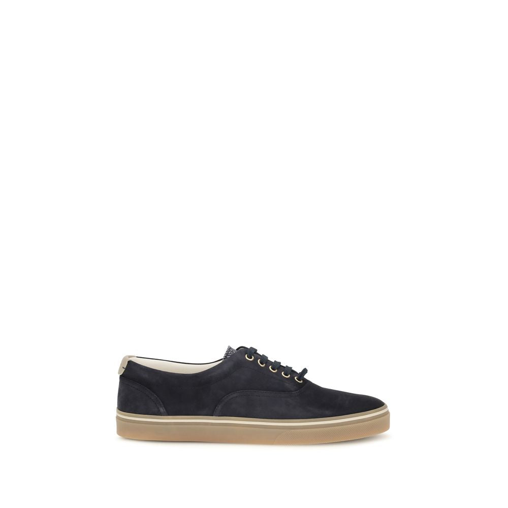Blue Suede Leather Low Top Sneakers