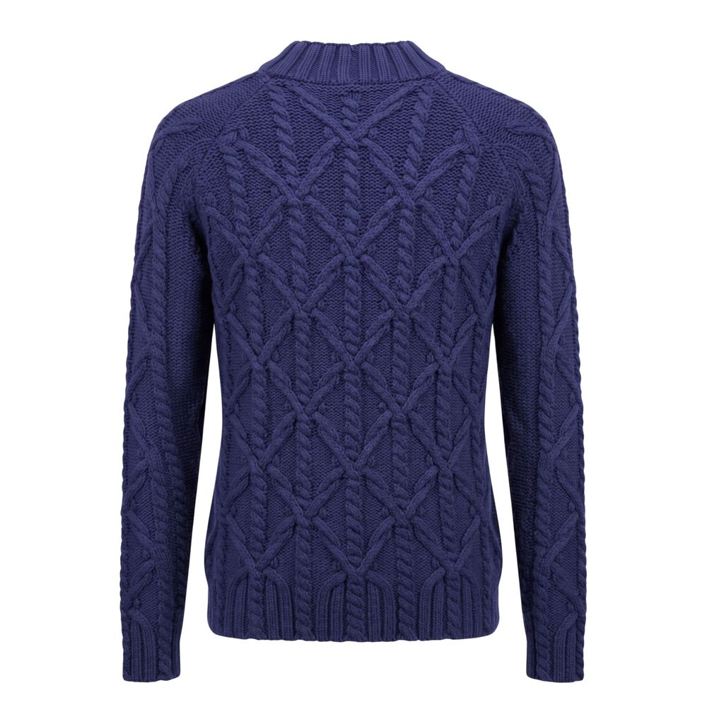 Blue Cotton Men Sweater