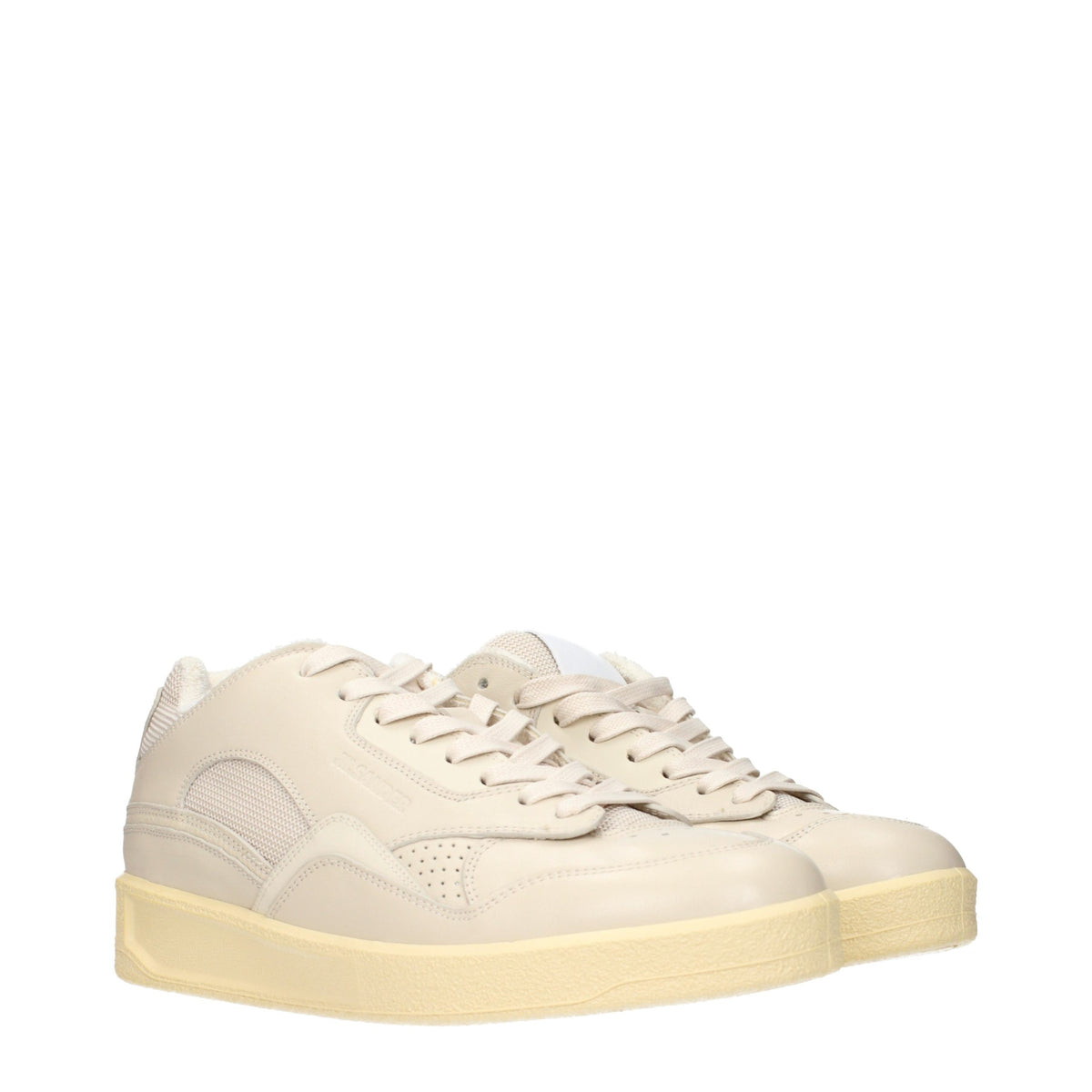 Beige Leather Low Top Sneakers