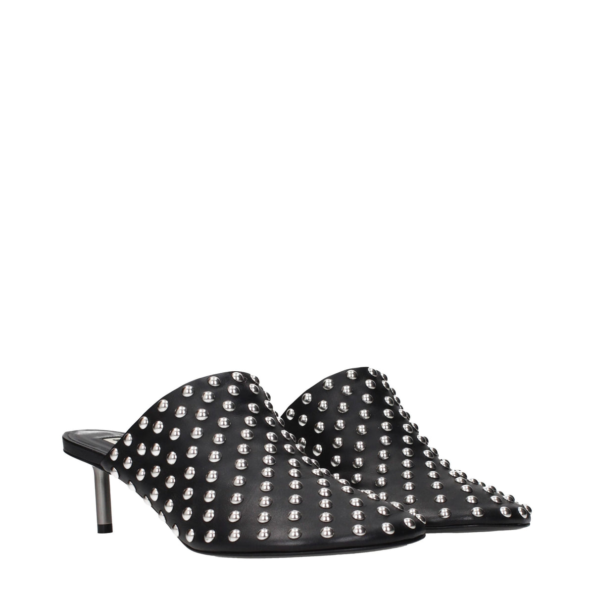 Black Leather Mules