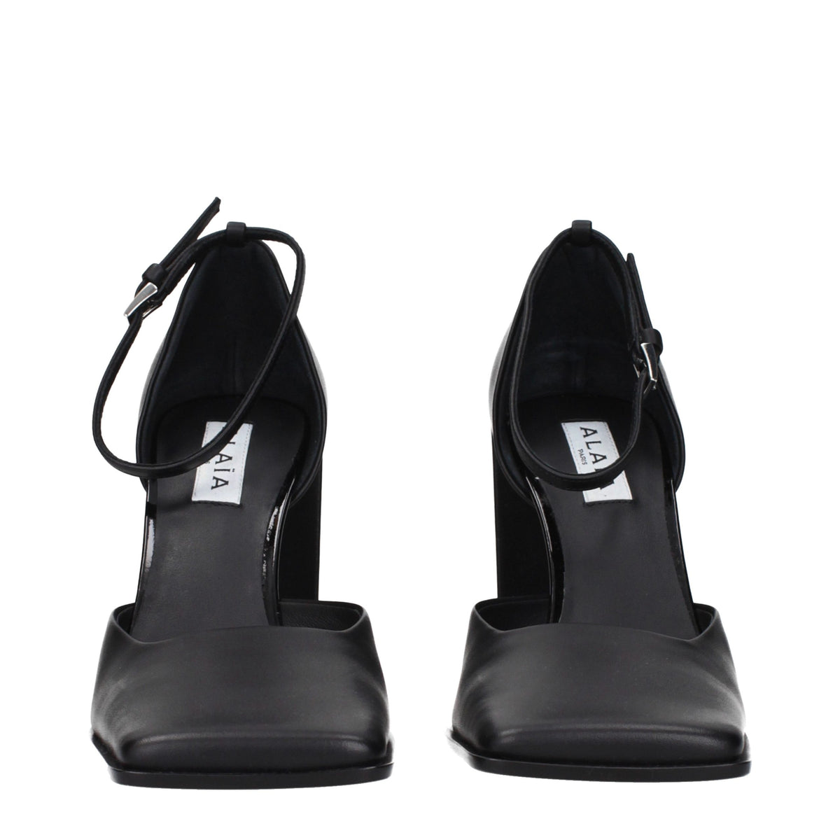 Black Leather High Heel Pumps