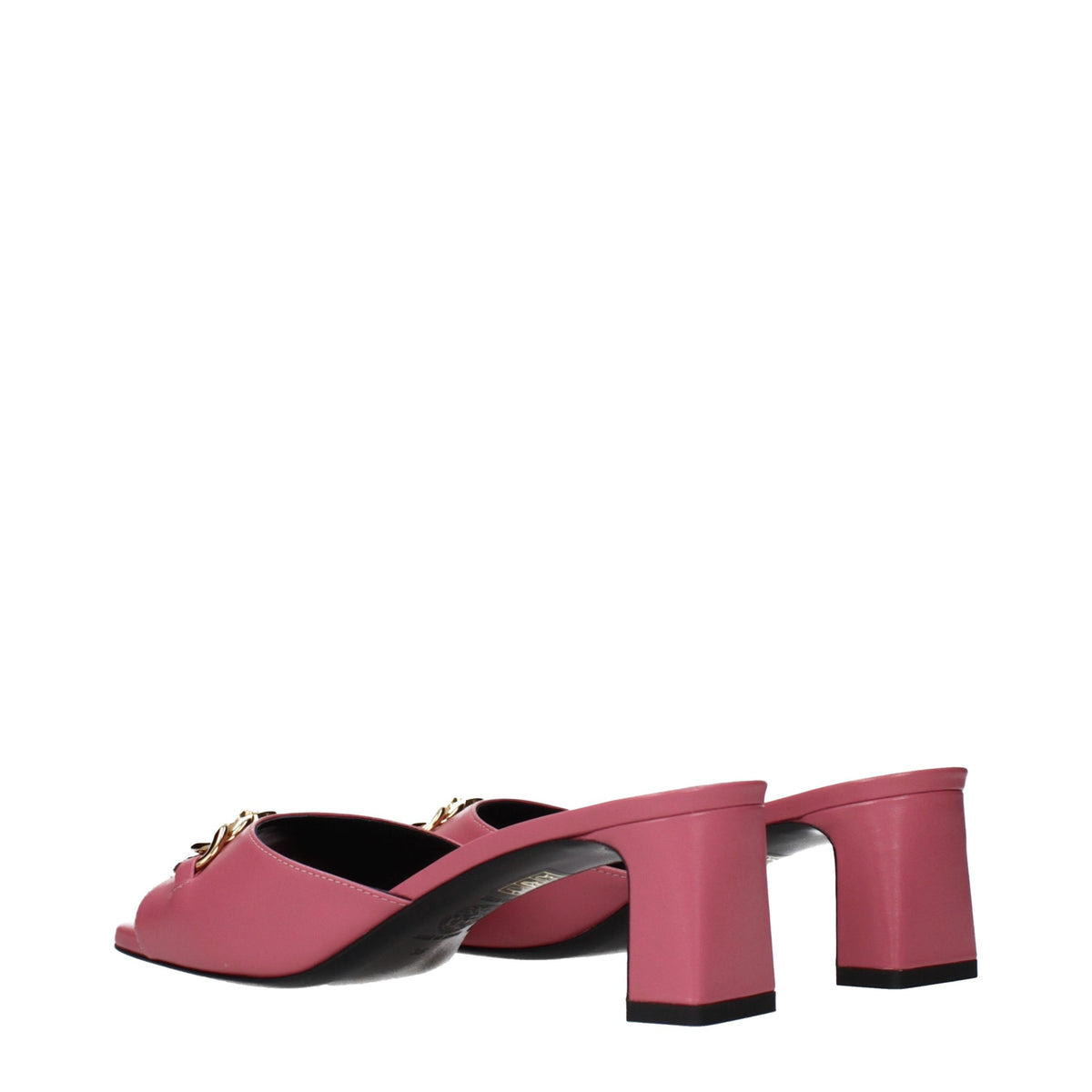 Pink Leather Flat Sandals