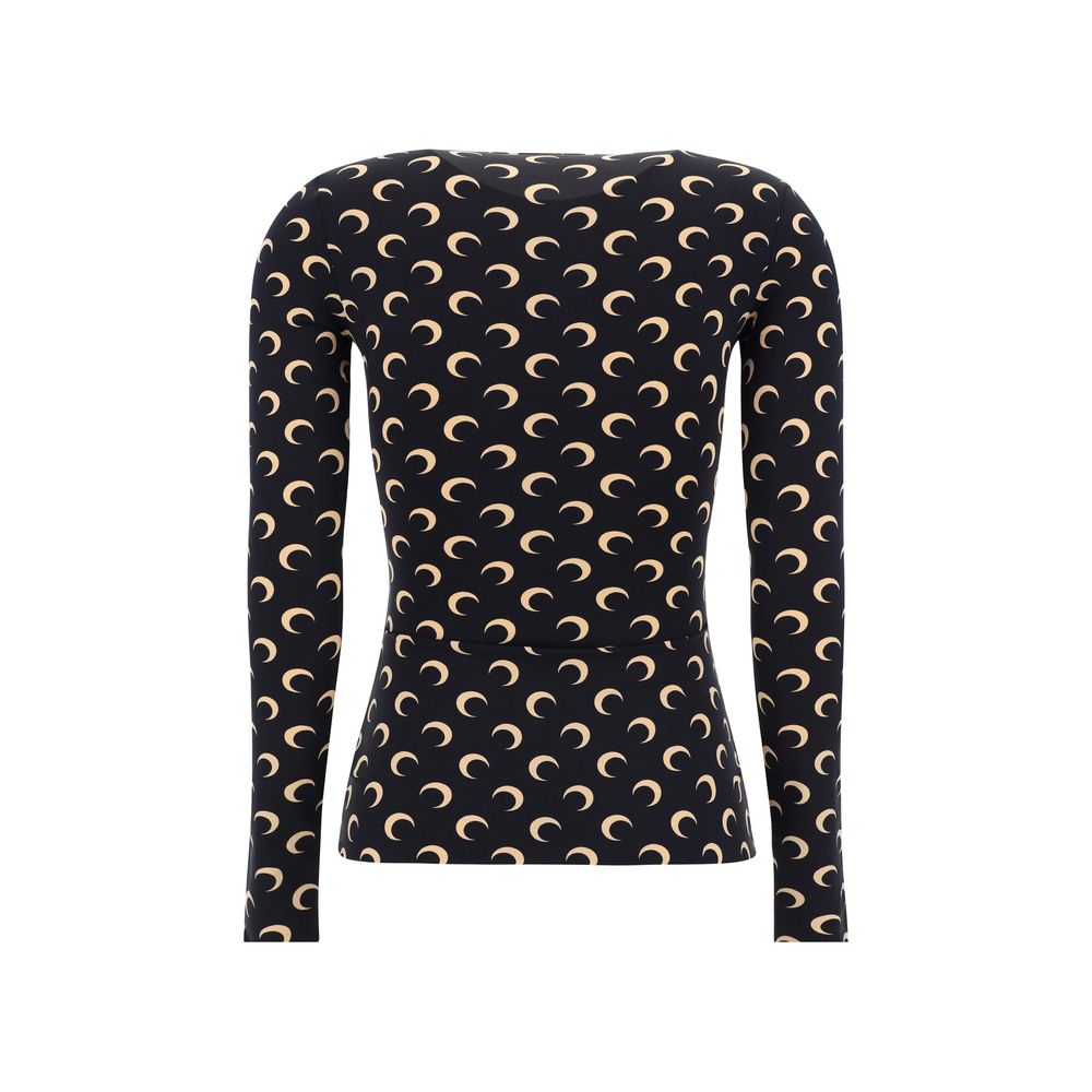 Black Polyamide Long Sleeve T-Shirt