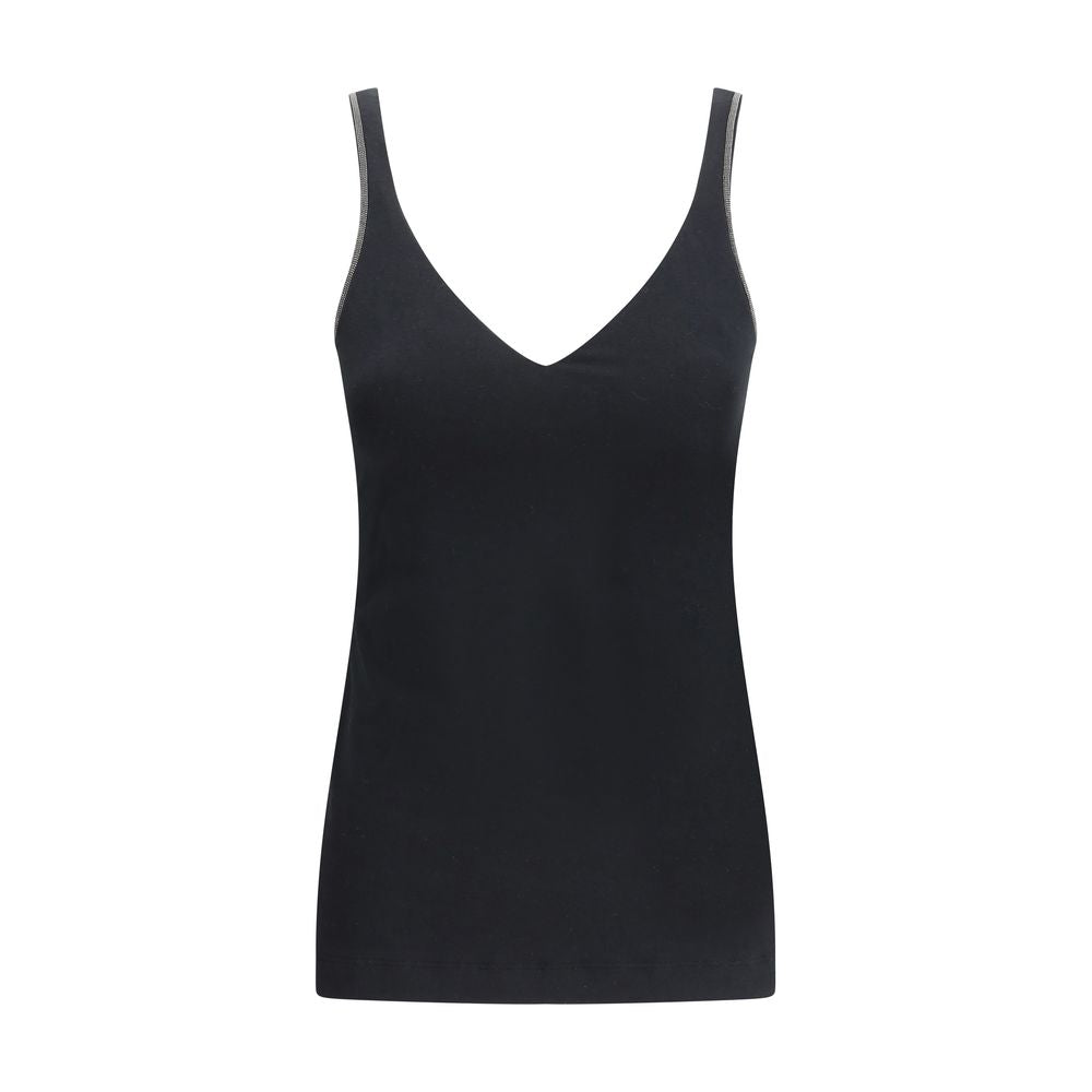 Black Cotton Sleeveles T-Shirt