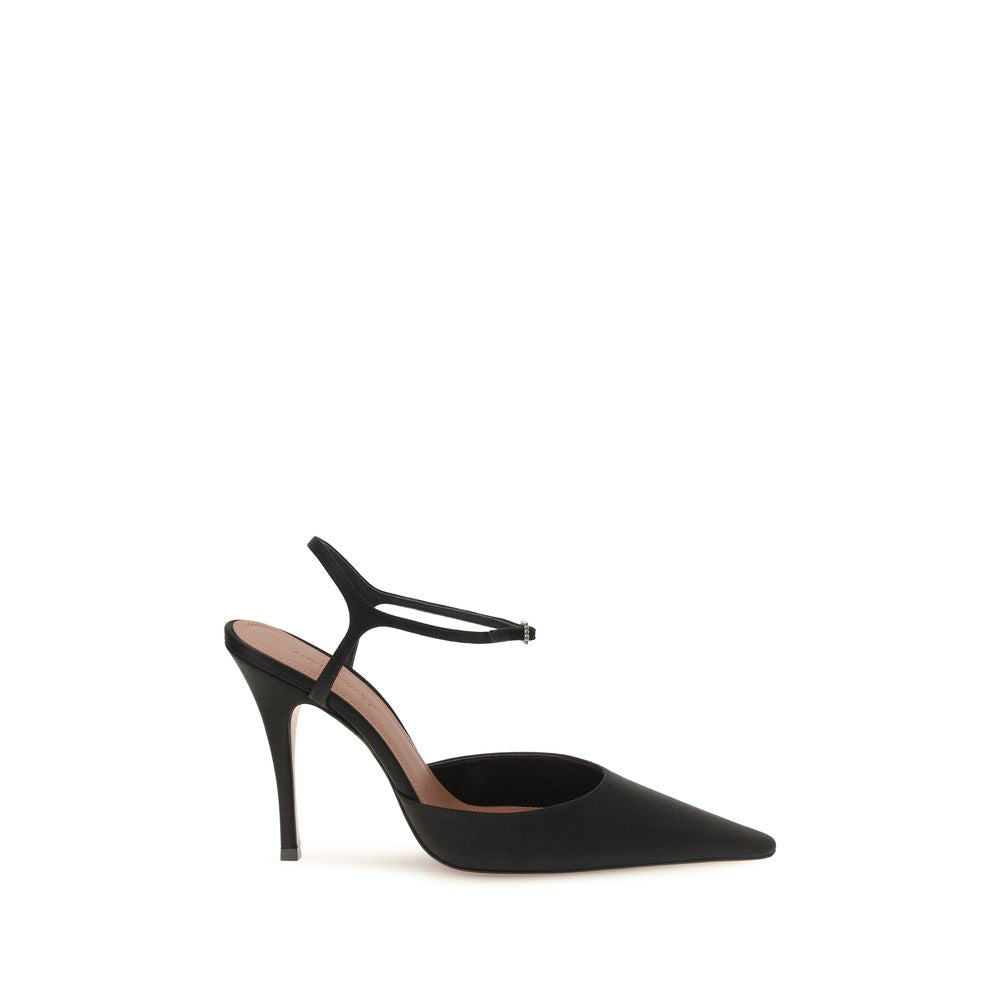 Black Satin High Heel Pumps
