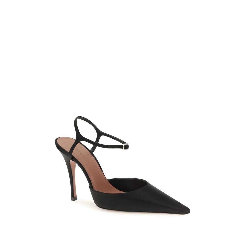 Black Satin High Heel Pumps
