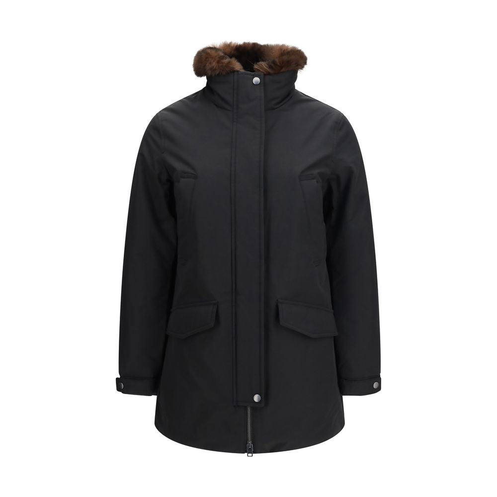 Black Cotton Full-Length Jacket