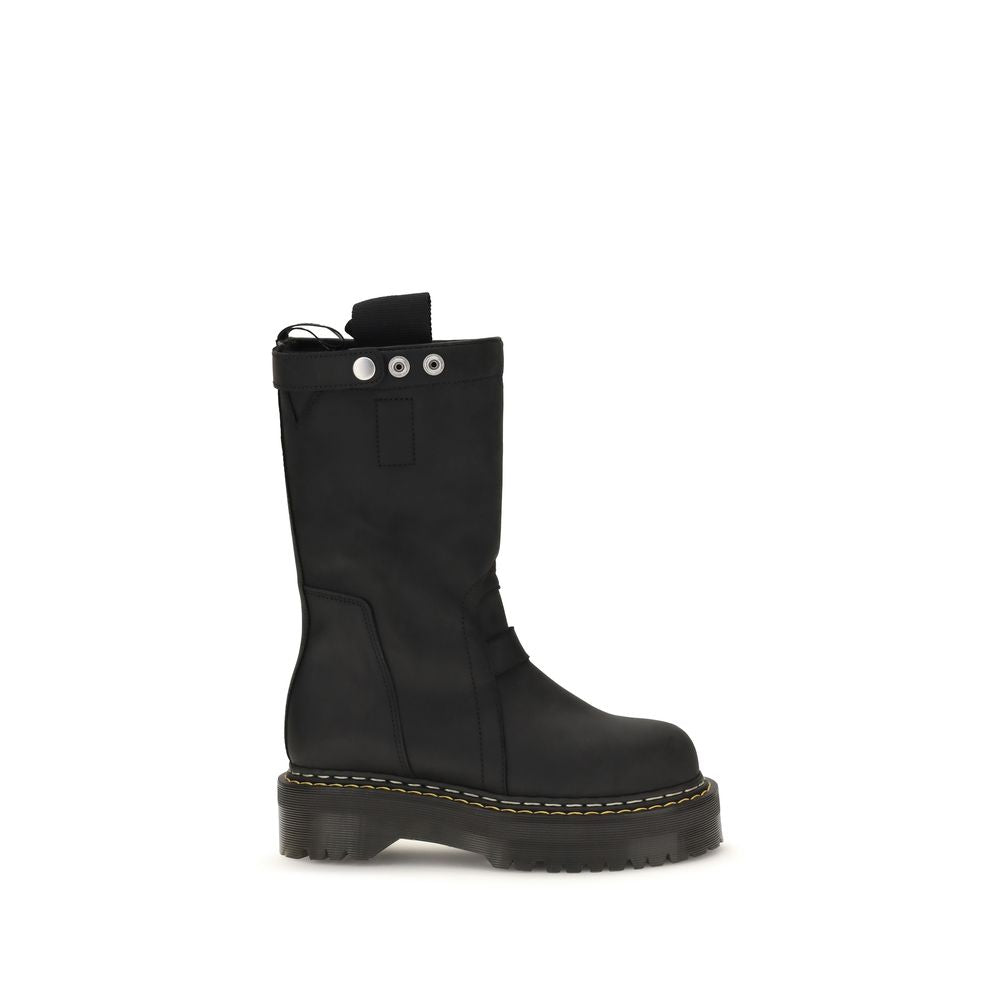 Black Nubuc Leather Lace-Up Boots