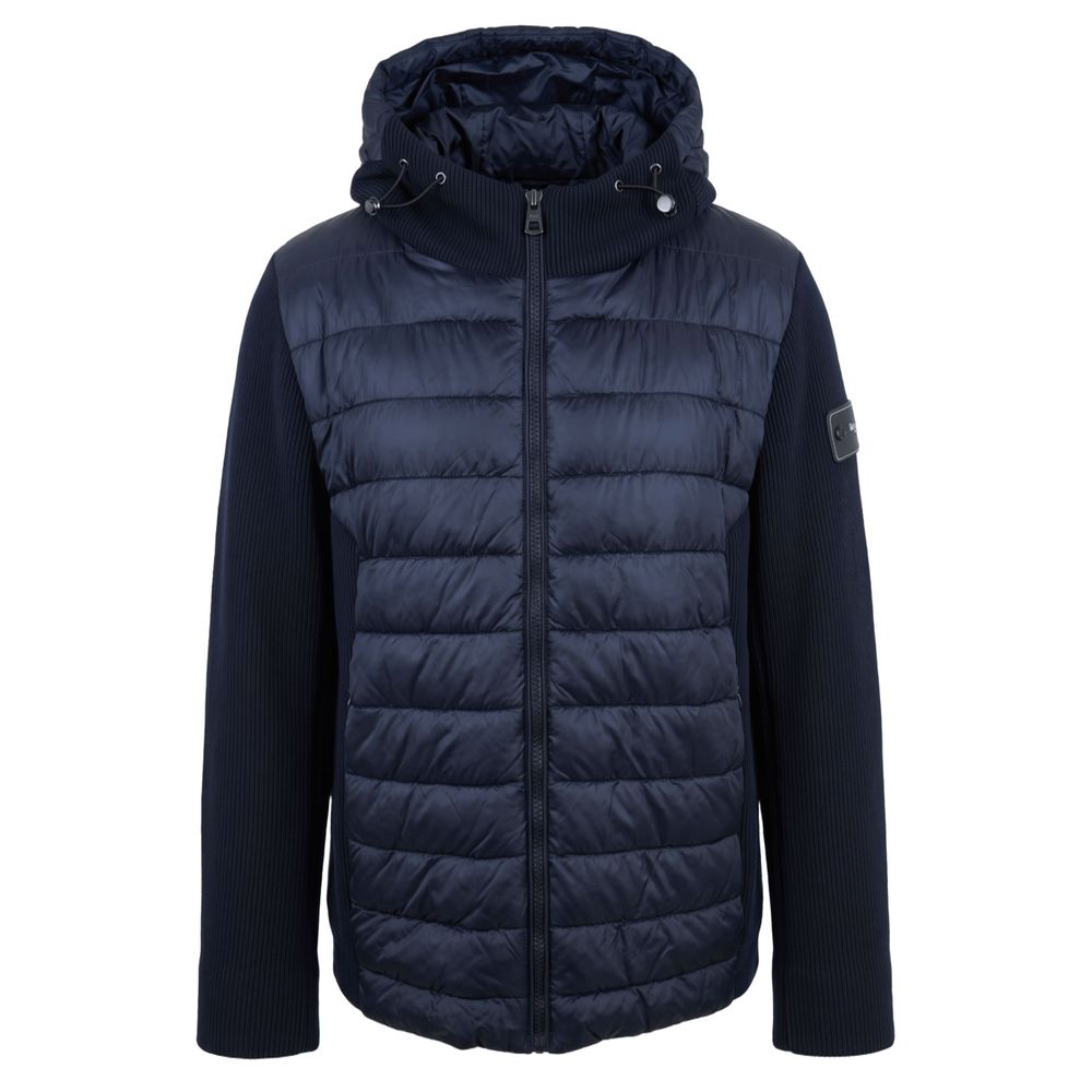 Blue Polyester Men Jacket