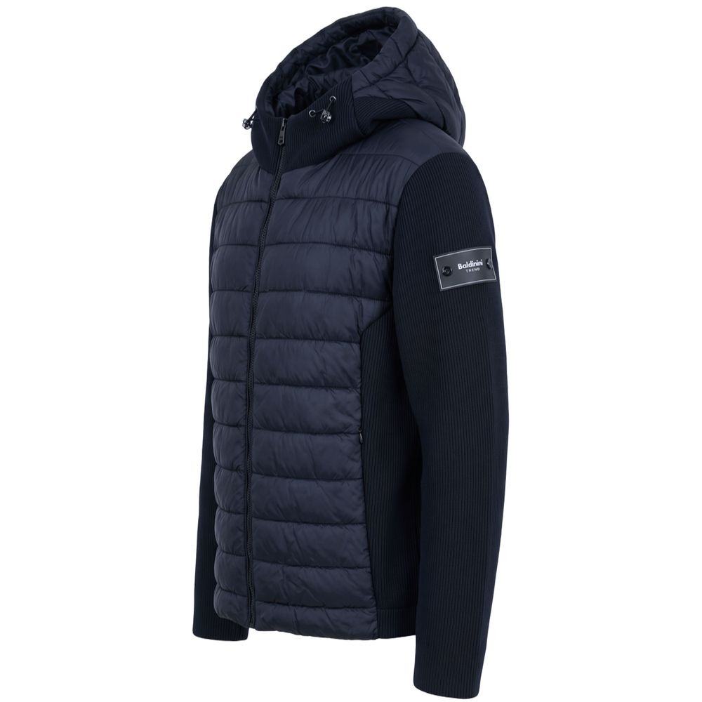Blue Polyester Men Jacket