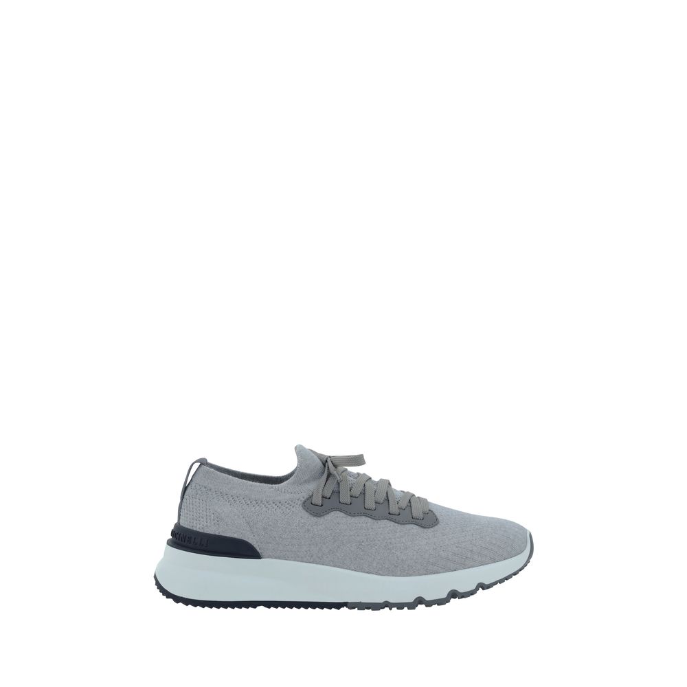 Gray Cotton Athletic Sneakers