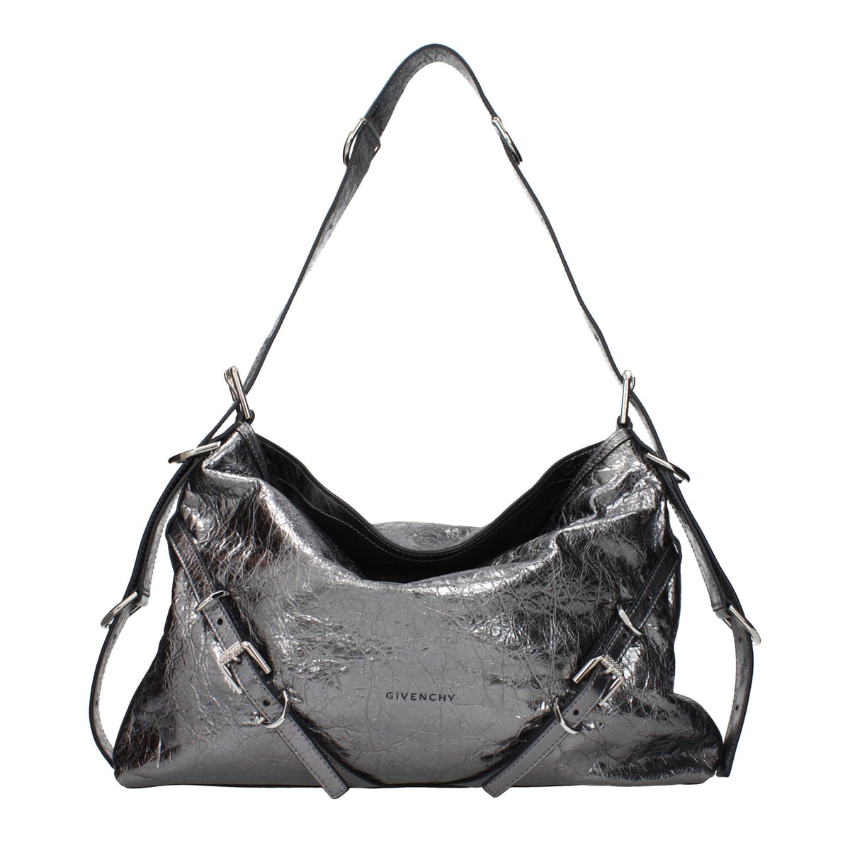 Gray Leather Shoulder Bag
