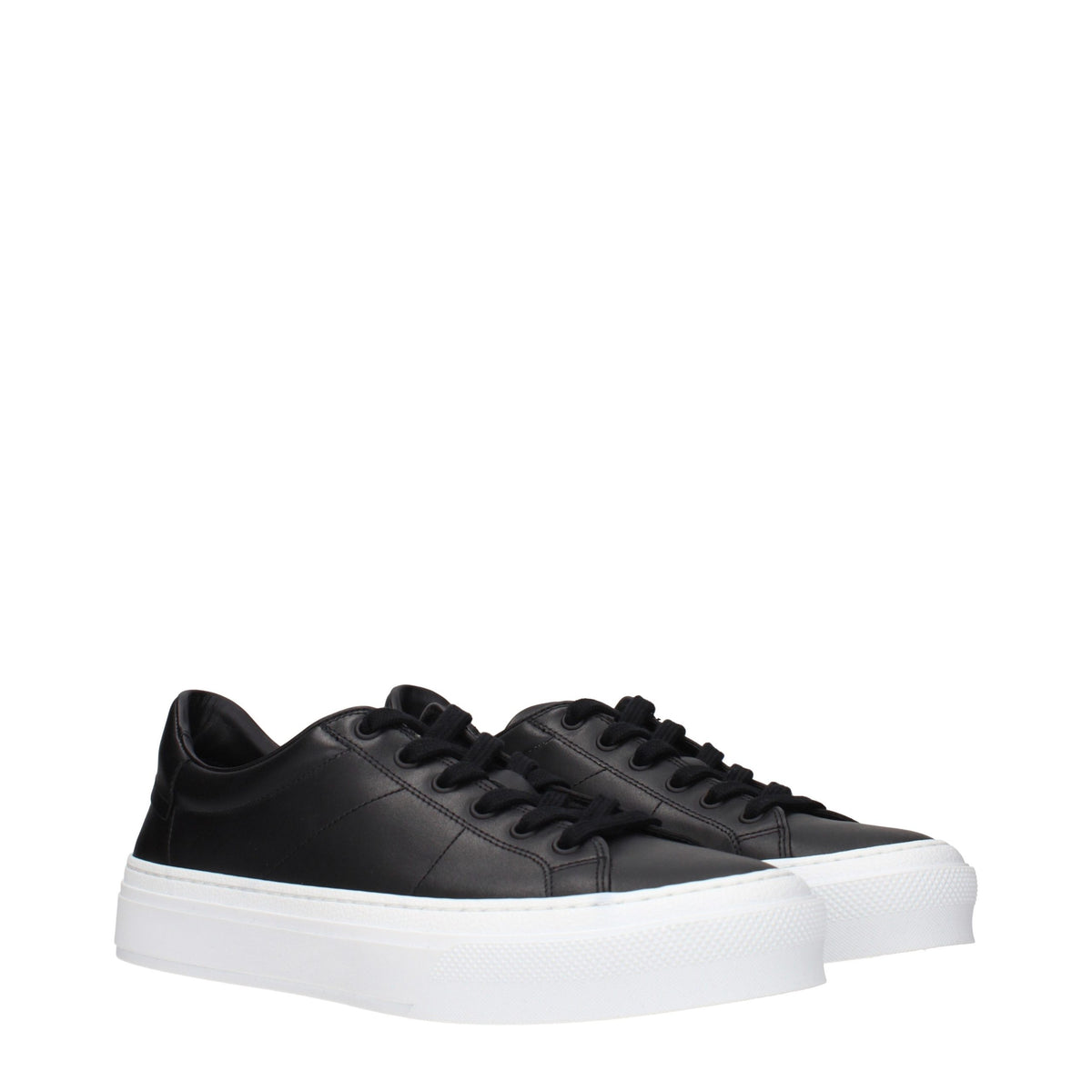 Black Leather Low Top Sneakers