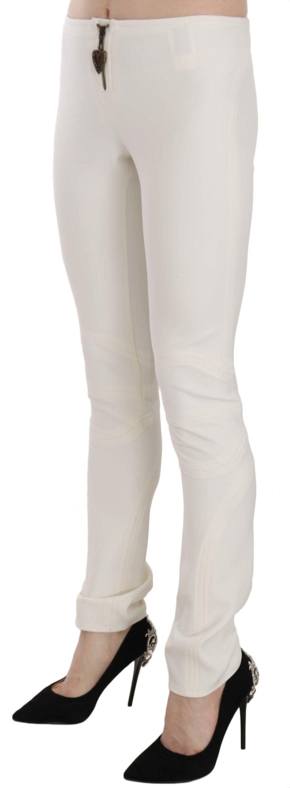 White Mid Waist Skinny Dress Trousers Pants