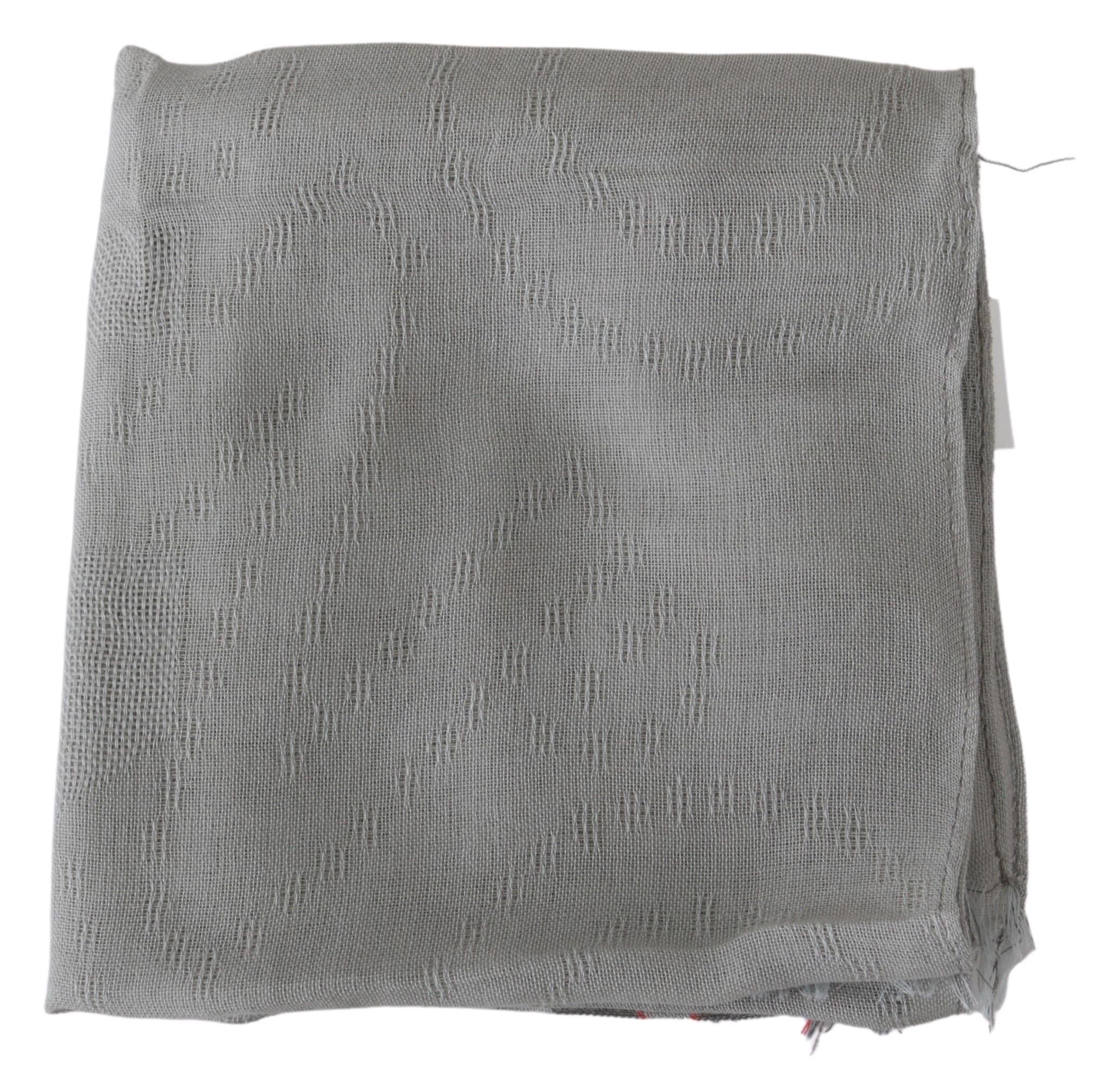 Gray Fringe Neck Wrap Cotton Scarf