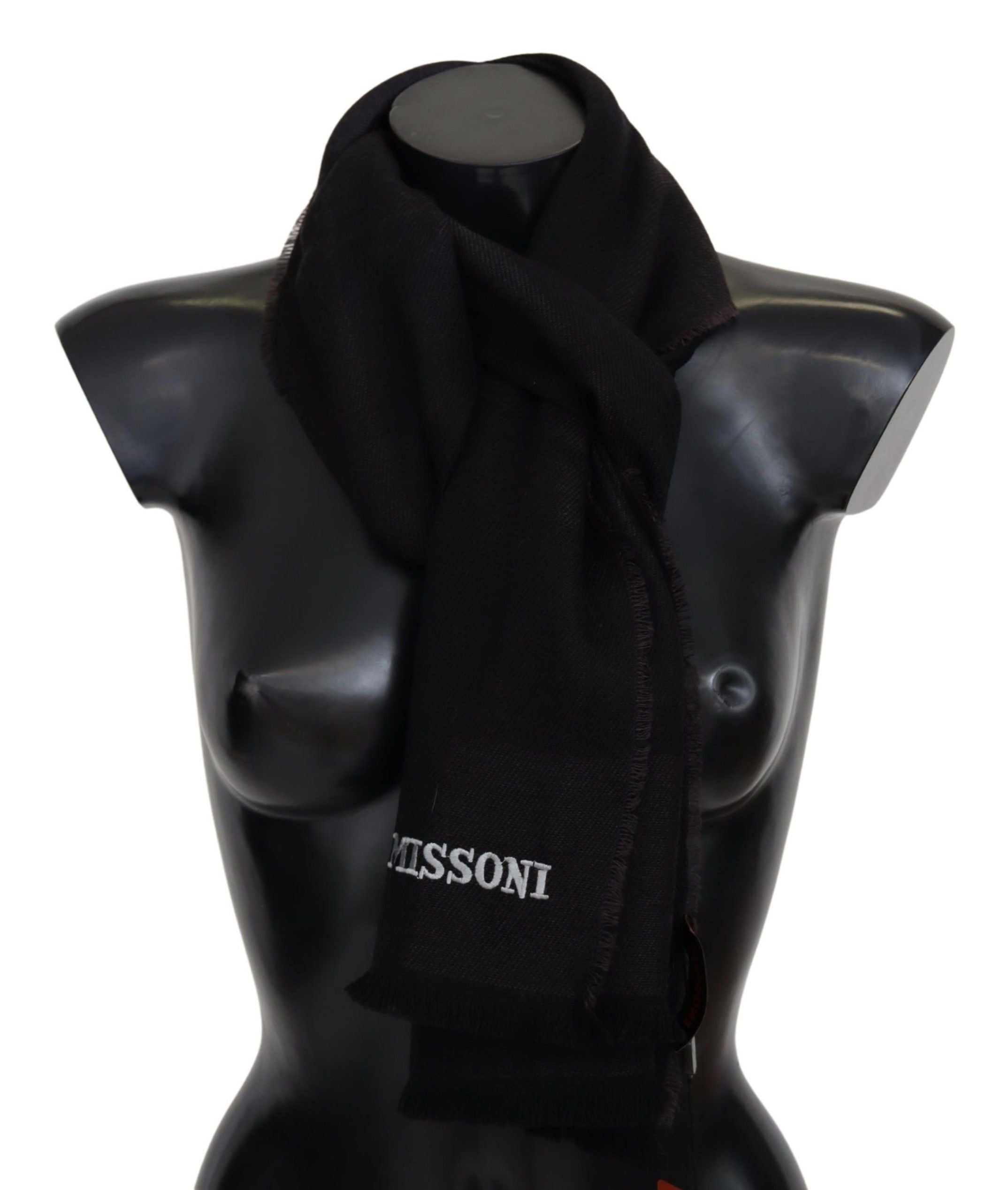 Black 100% Wool Unisex Neck Wrap Scarf