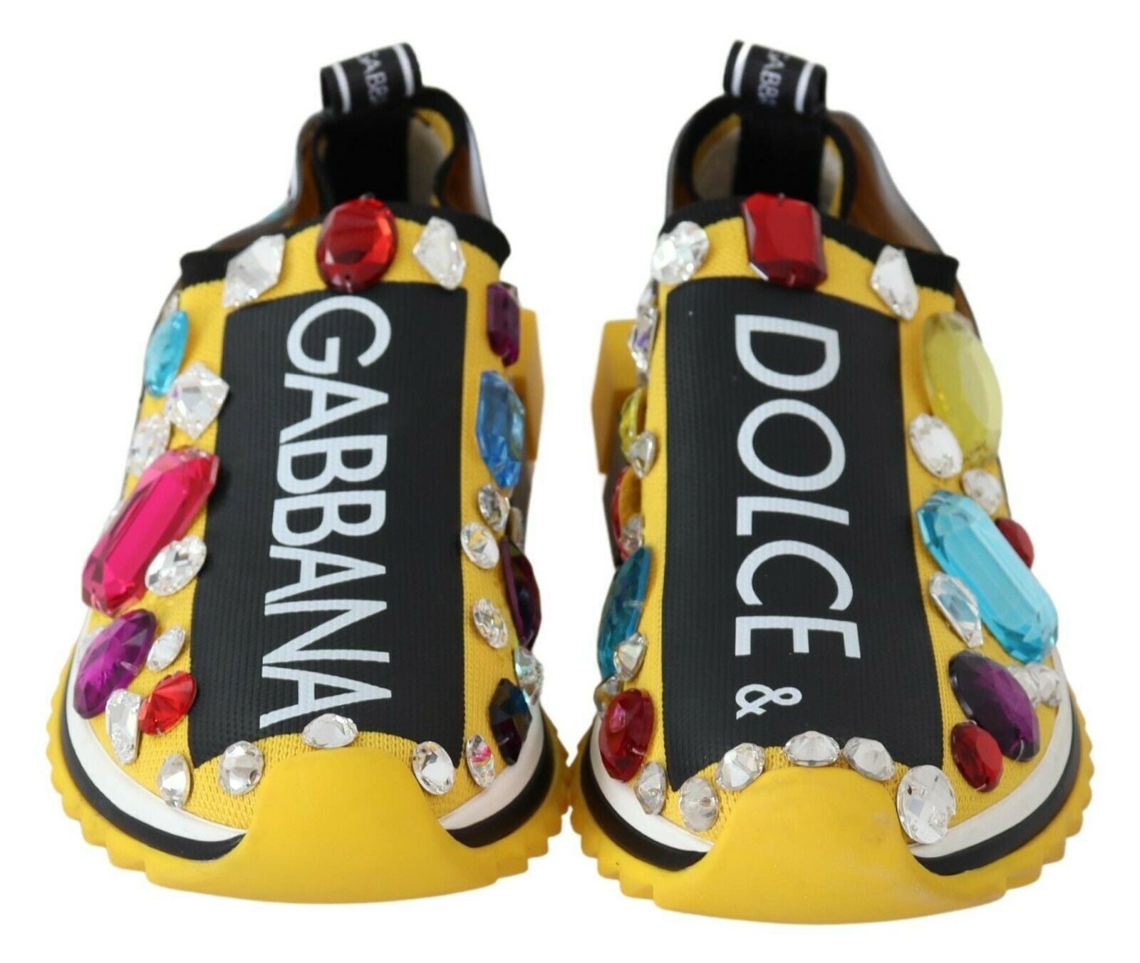 Yellow Multicolor Crystals Sneakers Shoes