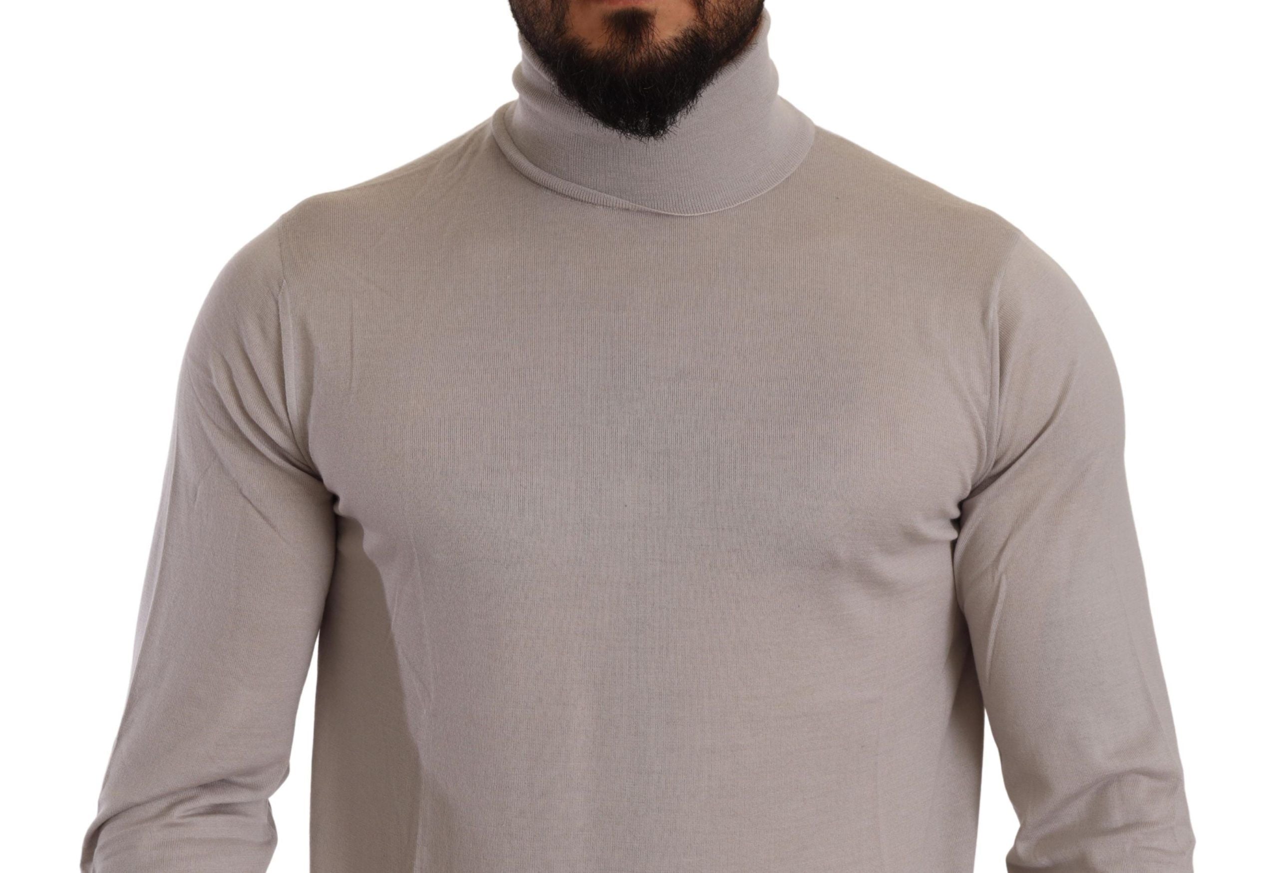 Gray Cashmere Turtleneck Pullover Sweater
