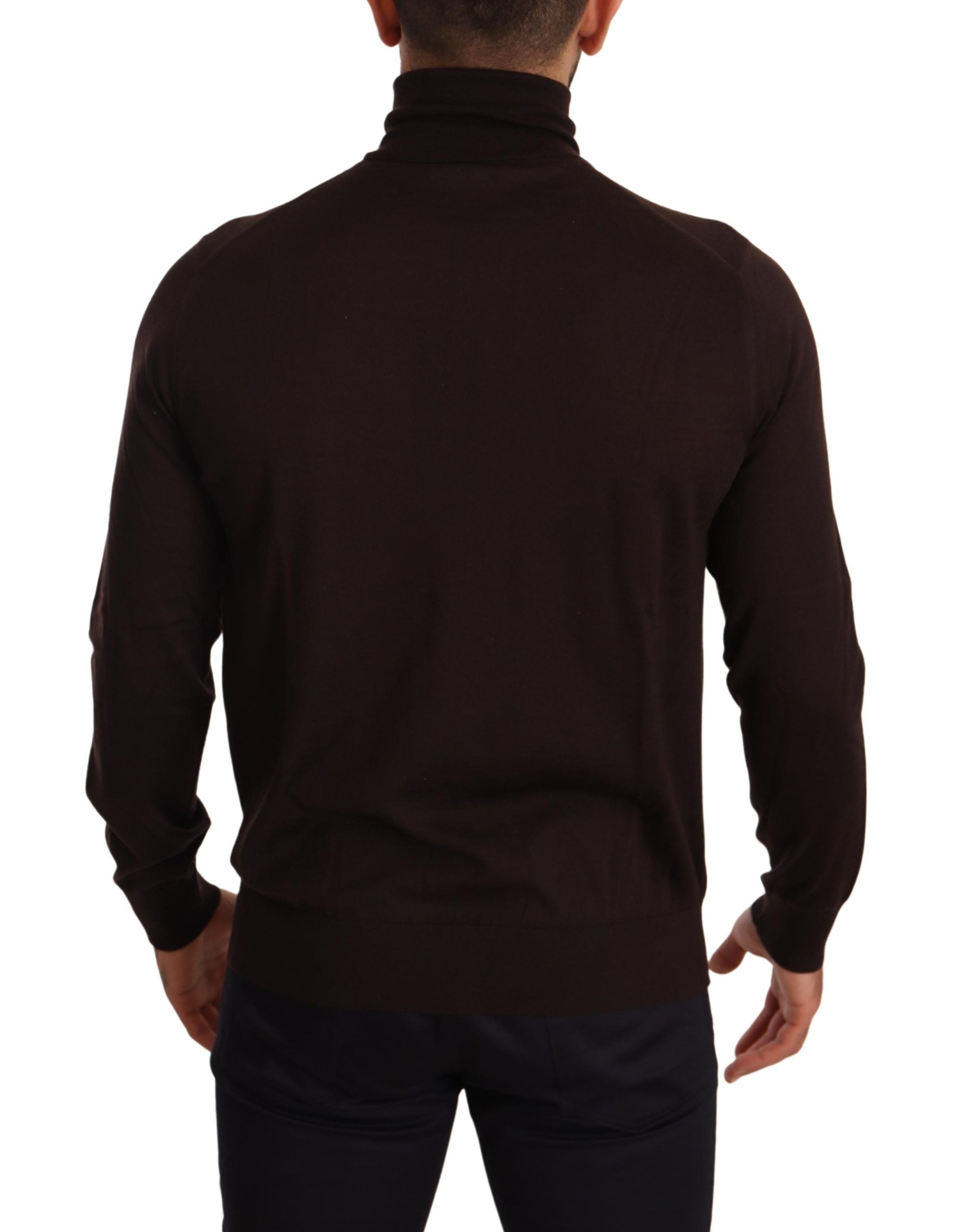 Brown Cashmere Turtleneck Pullover Sweater