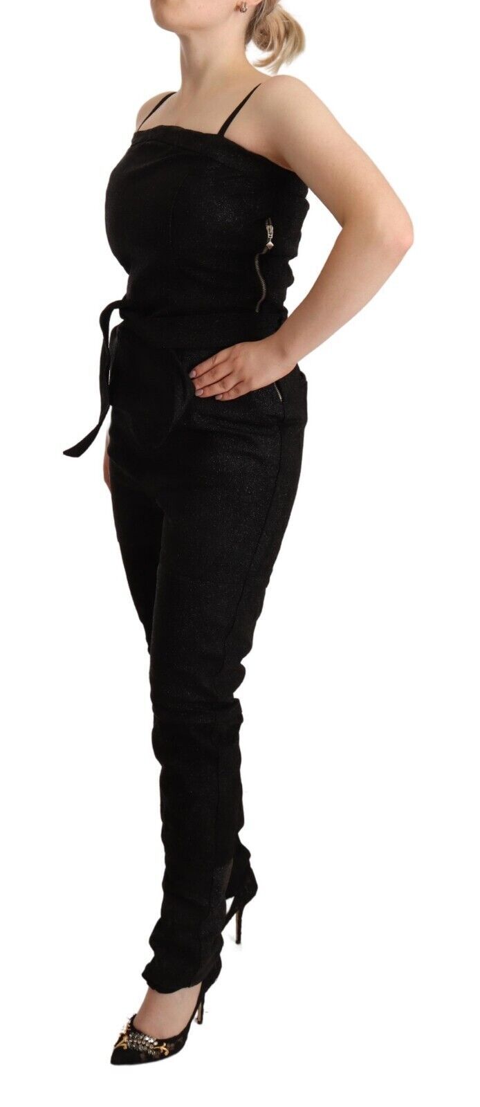 Black Spaghetti Strap Jumpsuit Dress