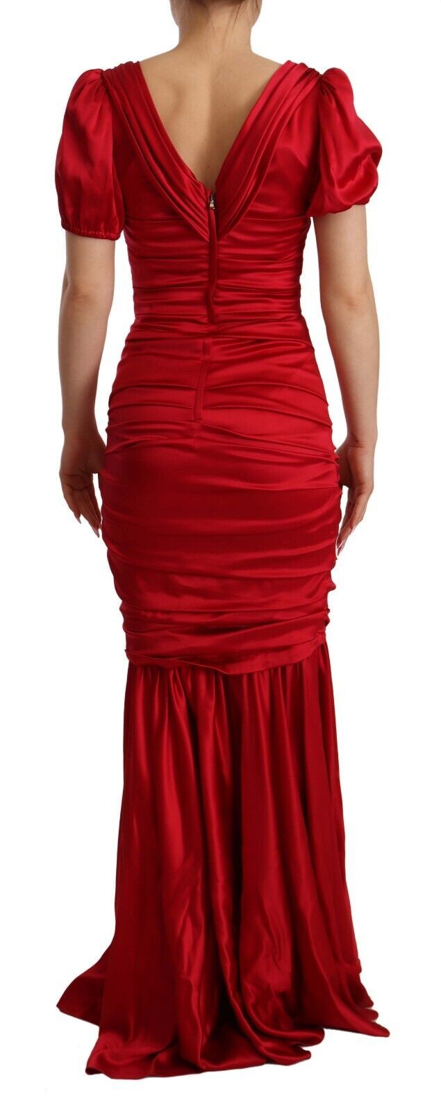 Red Silk Stretch Sheath Mermaid Gown Dress