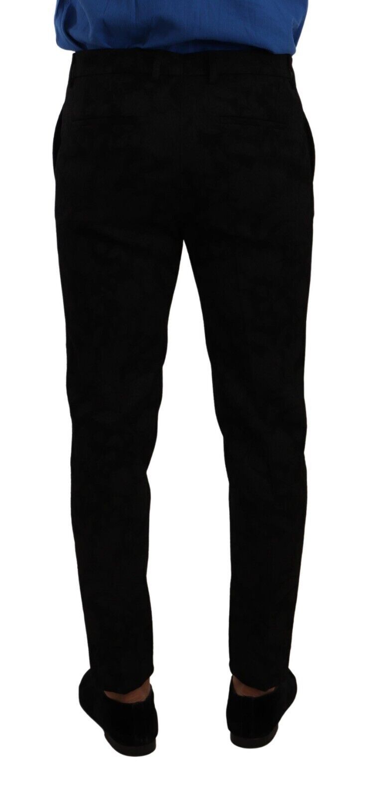 Black Brocade Skinny Formal Trouser Dress Pants