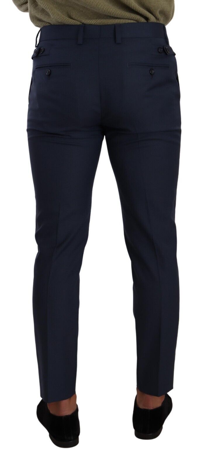 Dark Blue Wool Skinny Formal Dress Pants