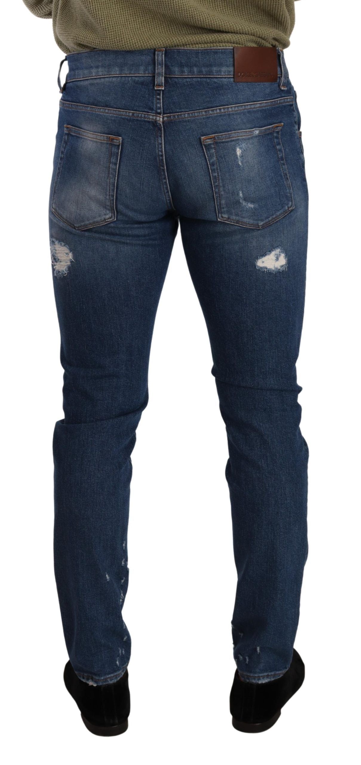 Blue Wash Cotton Stretch Slim Fit Denim Jeans