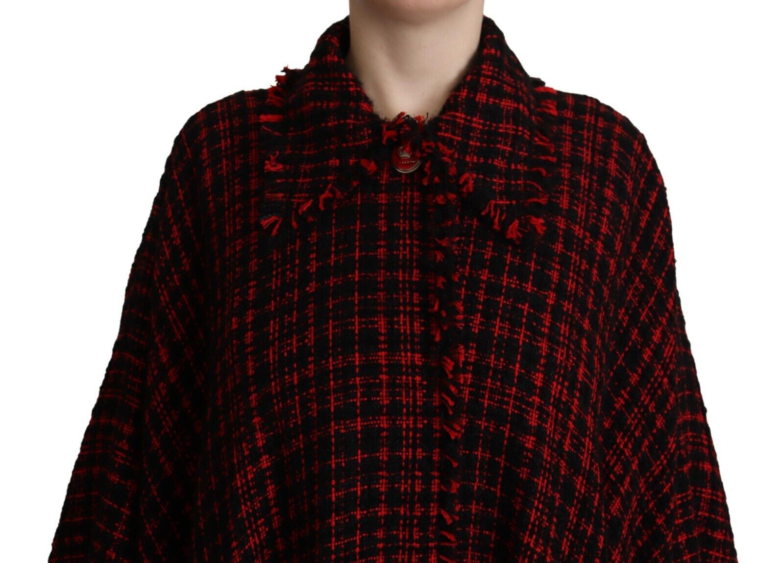 Black Red Cotton Checkered Over Coat Jacket