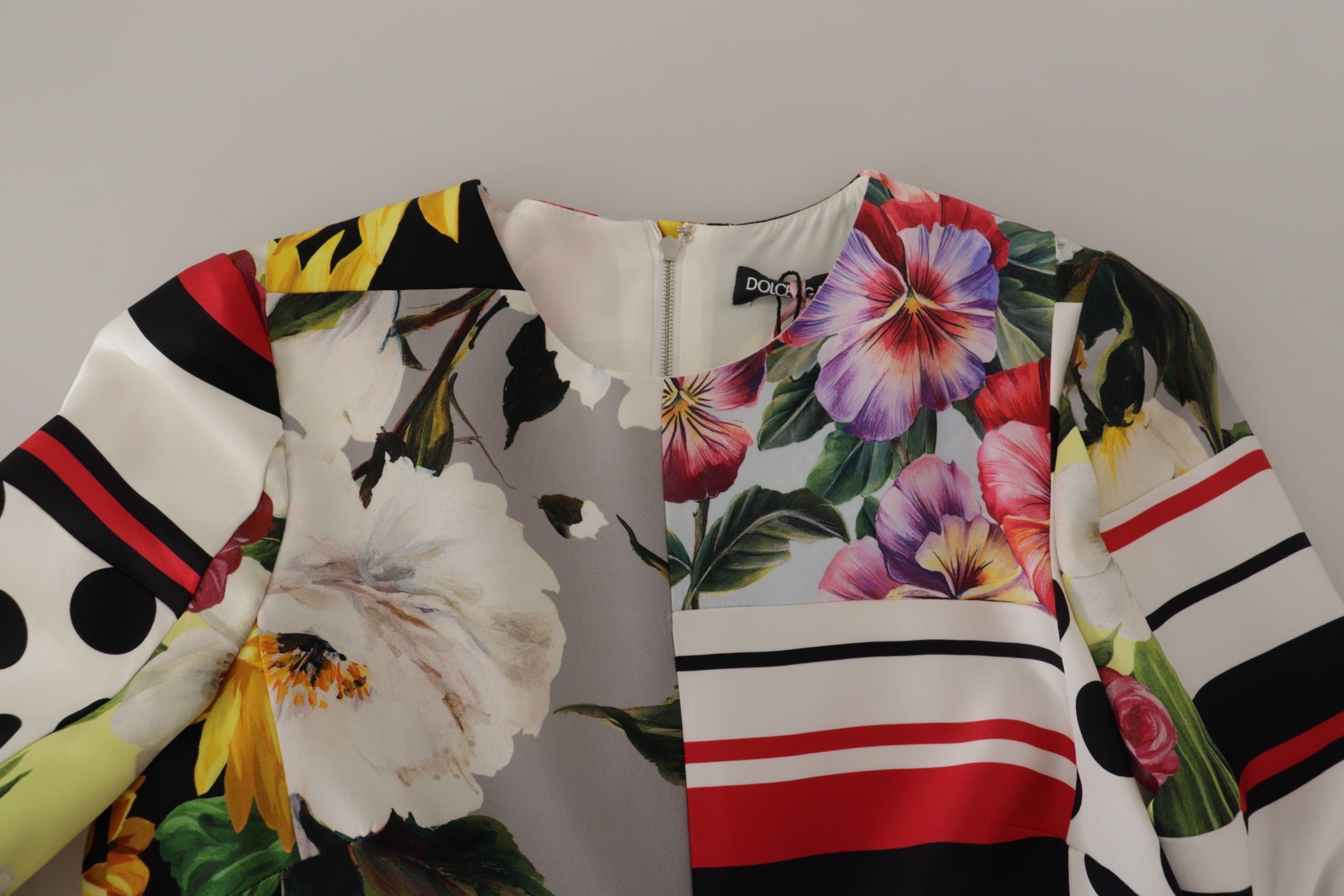 Multicolor Charmeuse Floral Sheath Jaquard Pachwork Dress