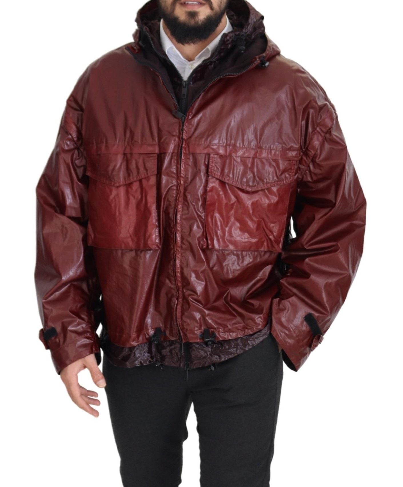 Bordeaux Cotton Hooded Full Zip Jacket
