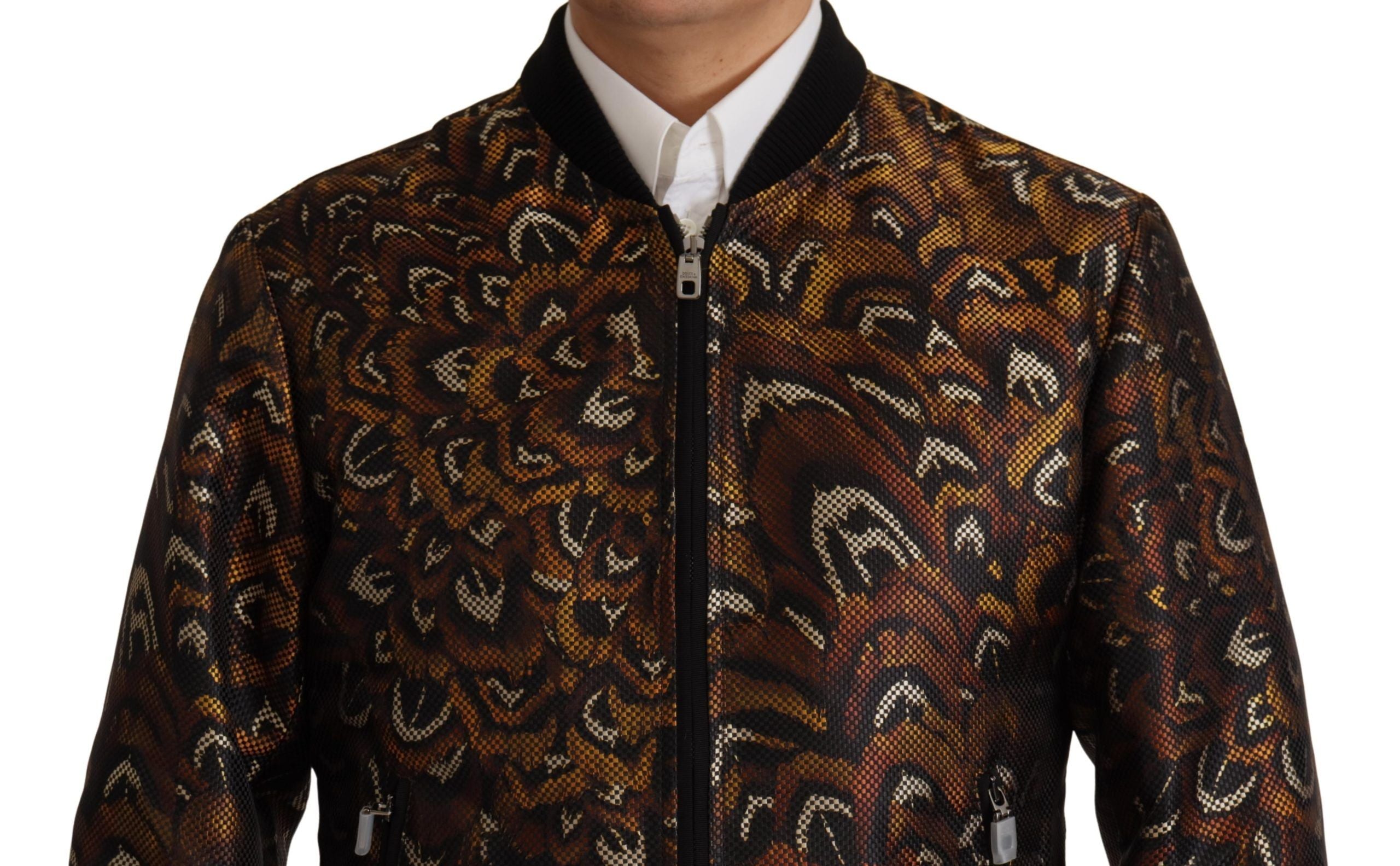 Brown Feather Full Zip Blouson Jacket