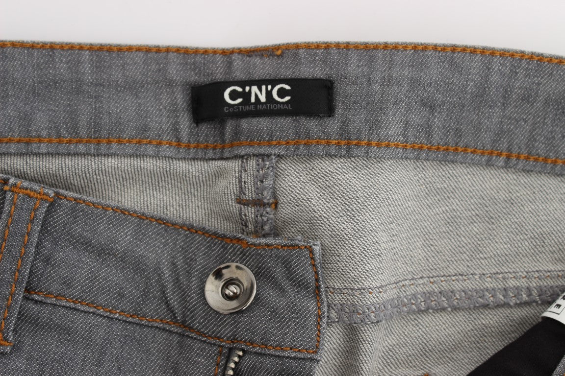 Gray Cotton Regular Fit Denim Jeans