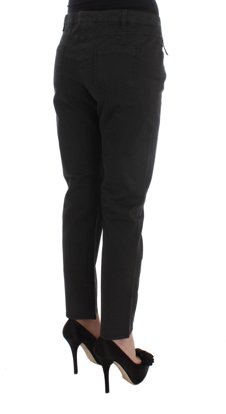 Black Cotton Capri Cropped Denim Jeans