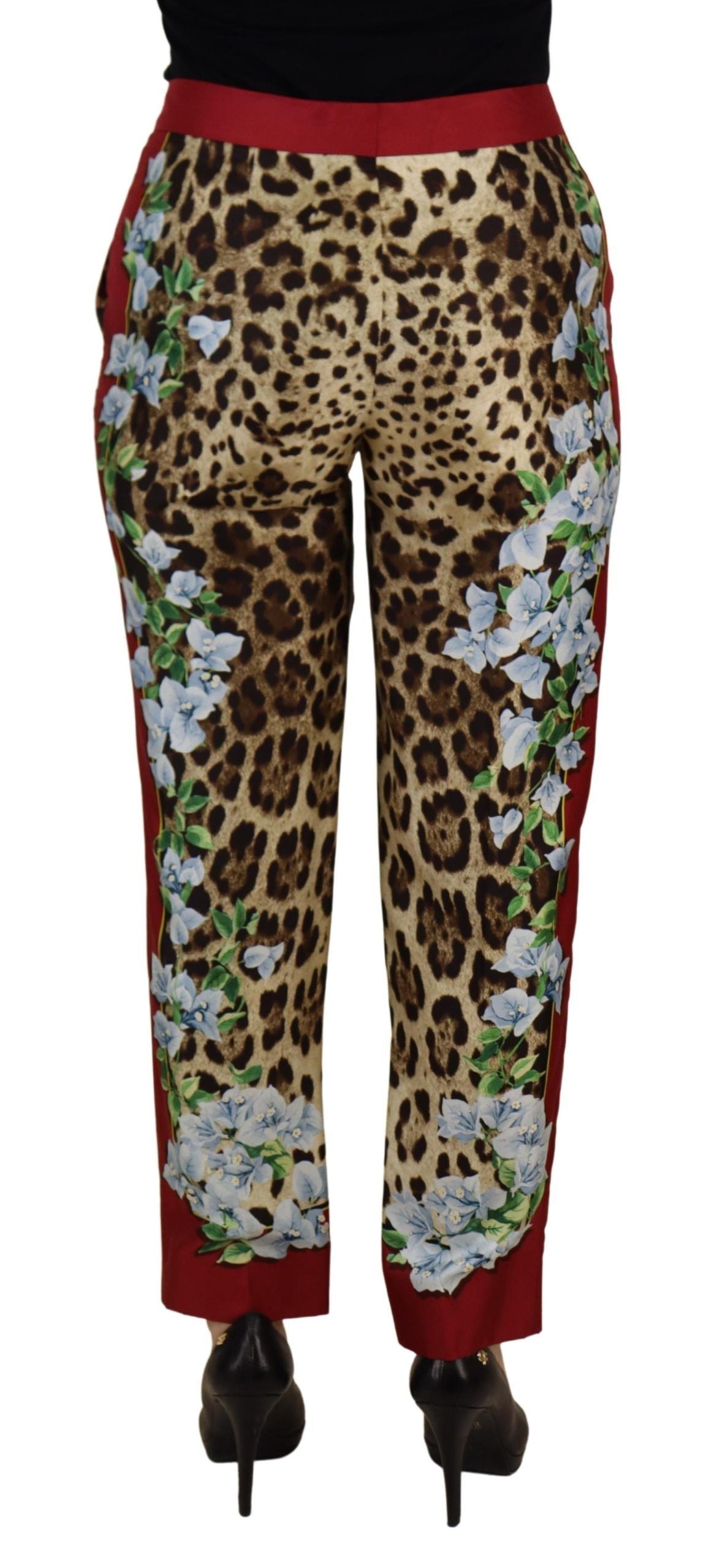 Multicolor Leopard Flora Printed Mid Waist Trouser Pants