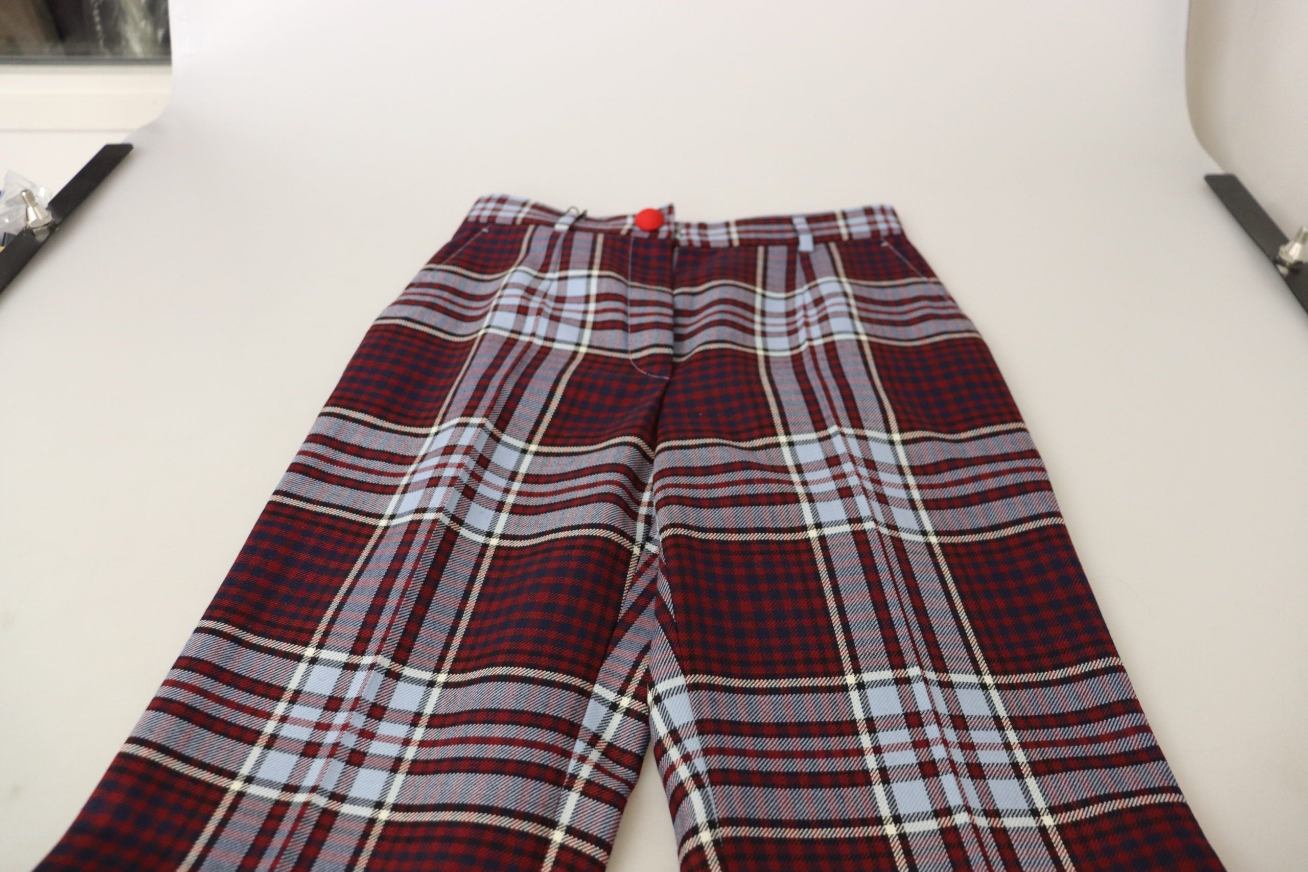 Gray Checked High Waist Cropped Trouser Pants