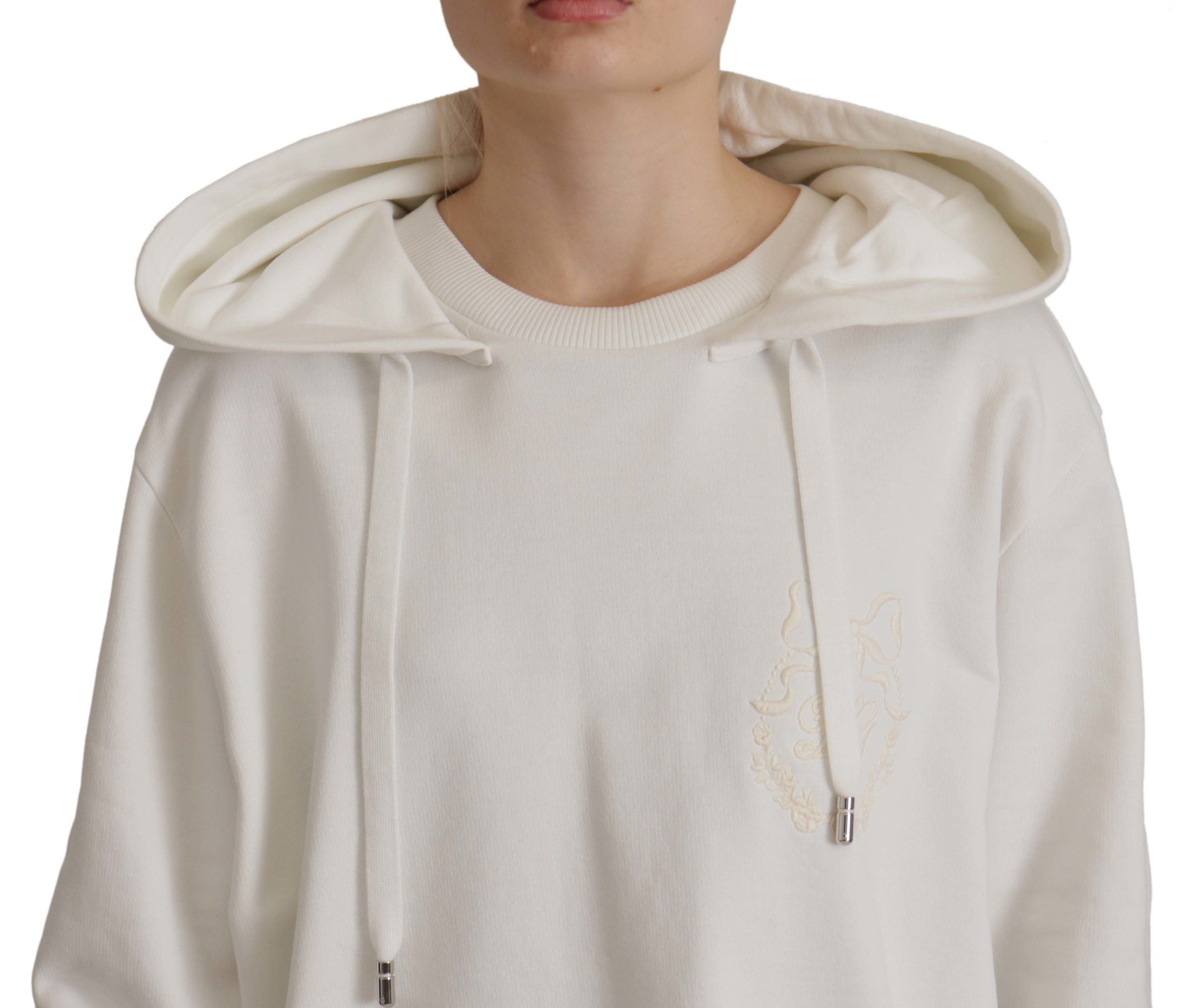 White Hoodie Pullover Embroidered Sweater