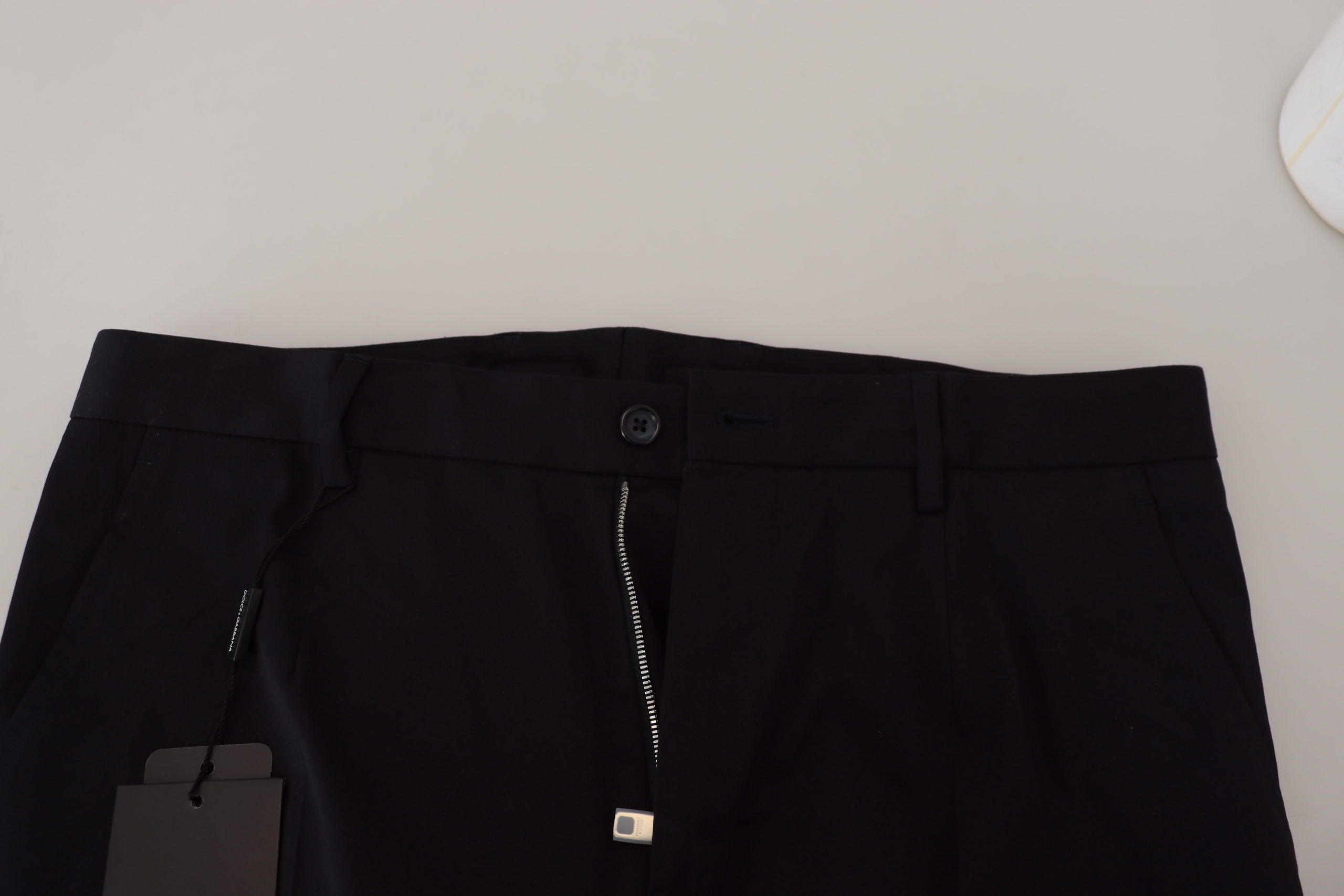 Blue Stretch Cotton Slim Trousers Chinos Pants