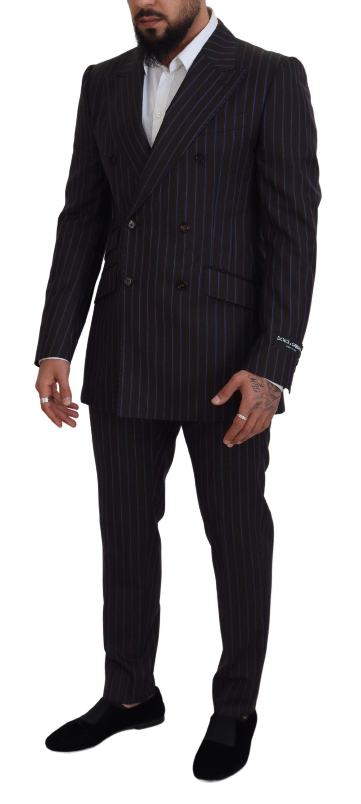 Black Striped Wool Formal 2 Piece Suit
