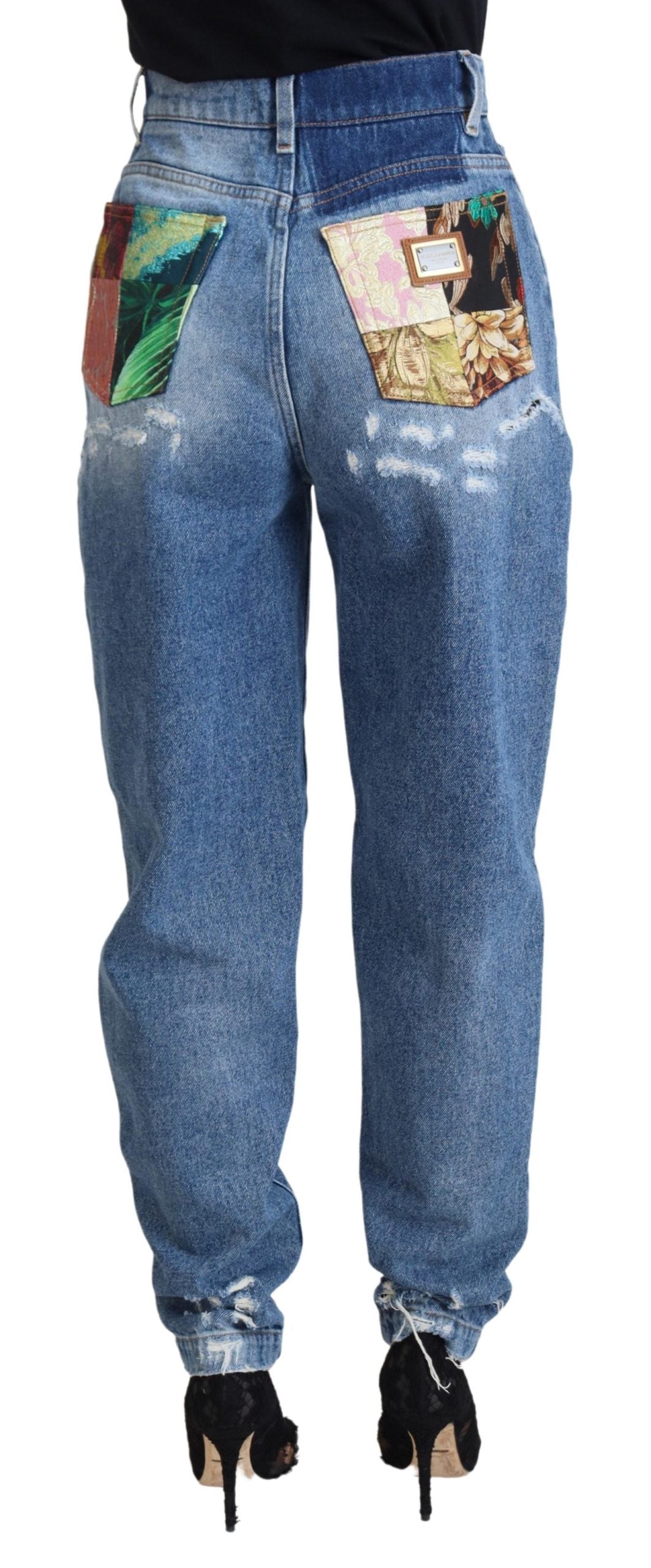 Blue Washed Cotton Tattered Denim Jeans