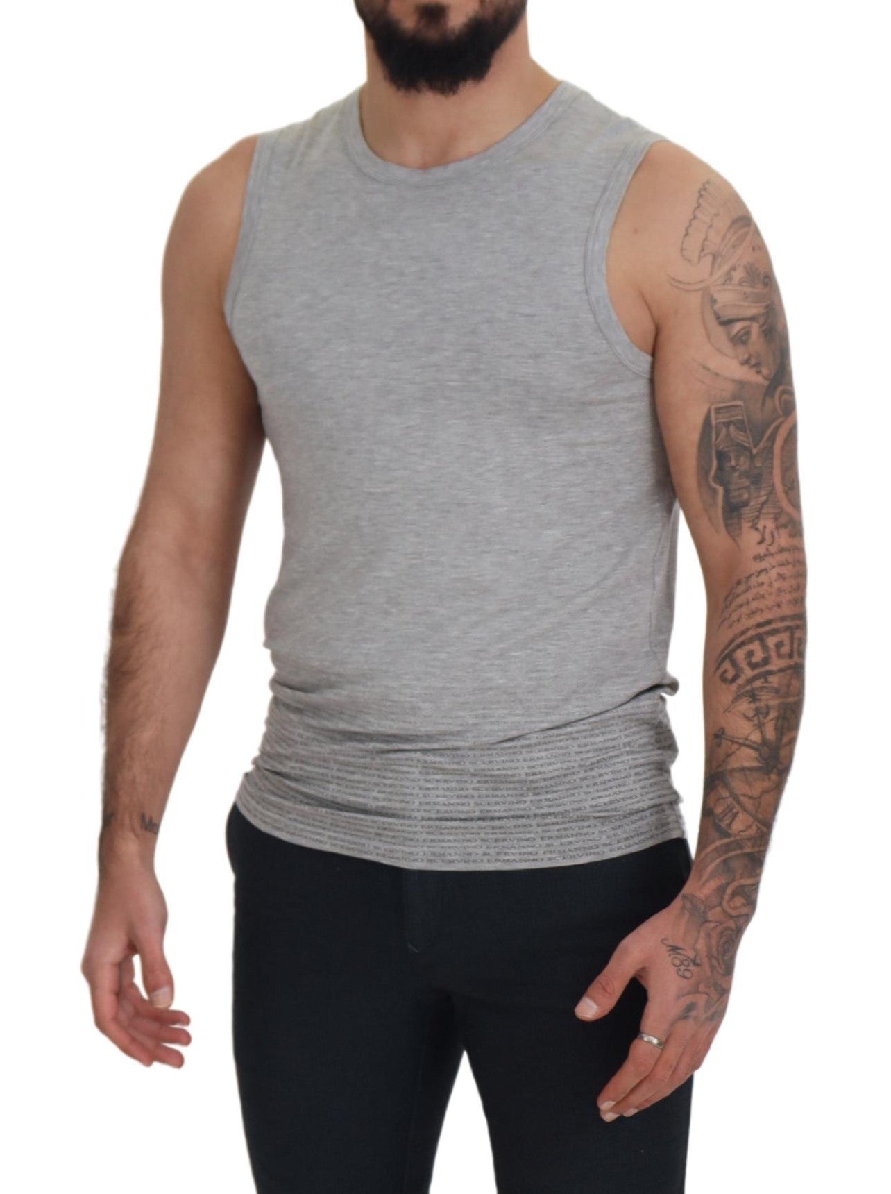 Grey Sleeveless Men Pullover T-shirt