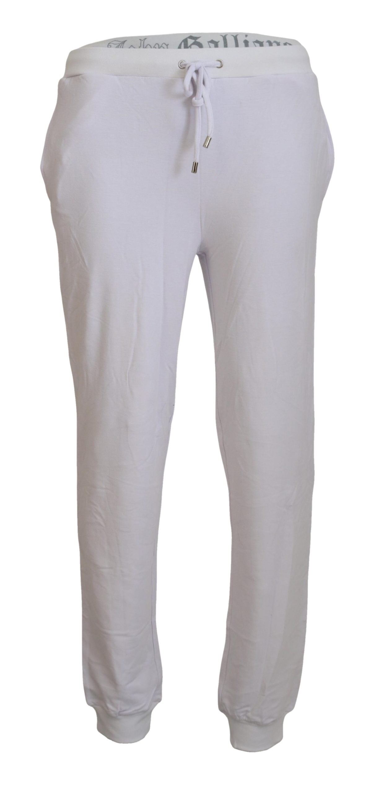 White Cotton Logo Mens Jogger Pants