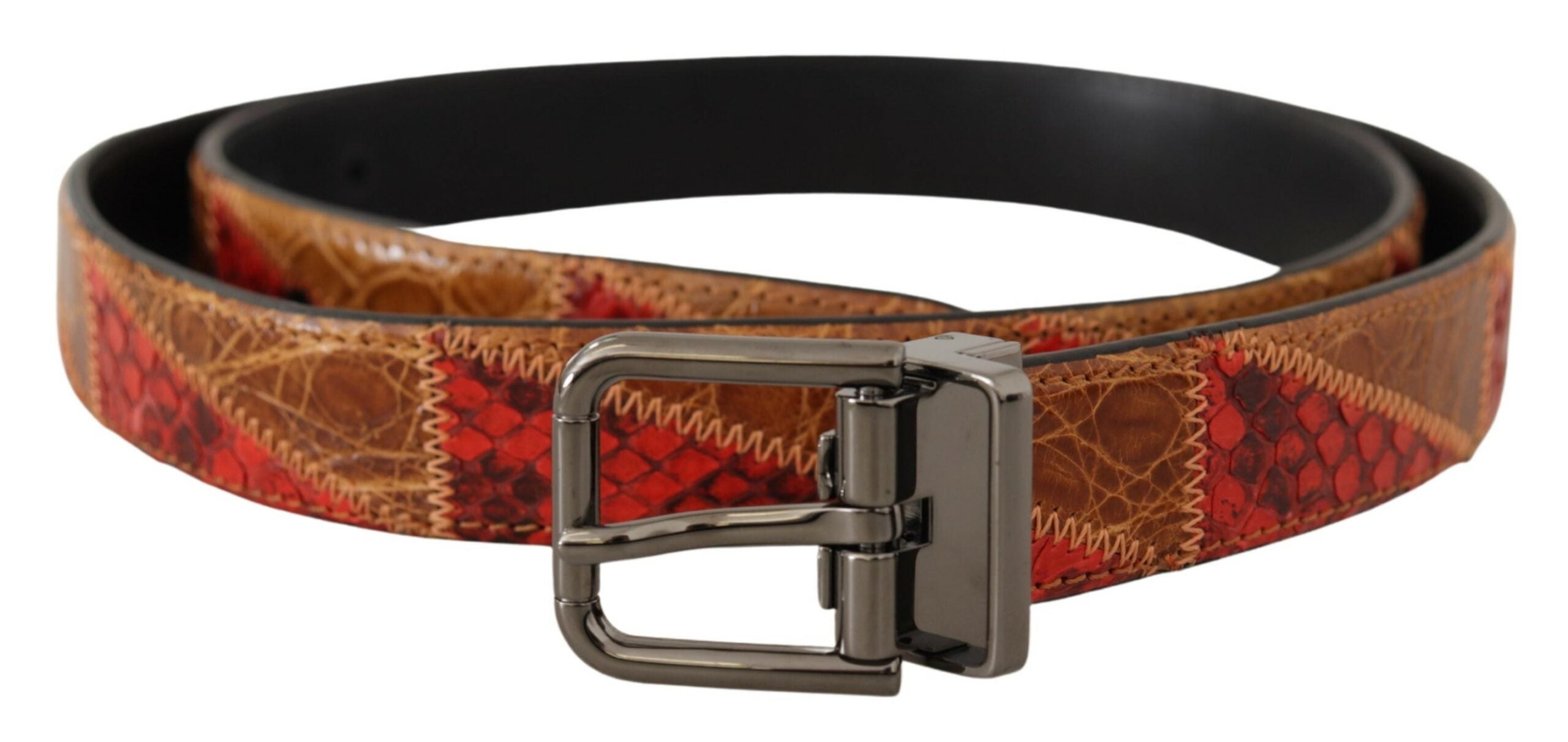 Multicolor Exotic Vintage Chrome Buckle Belt